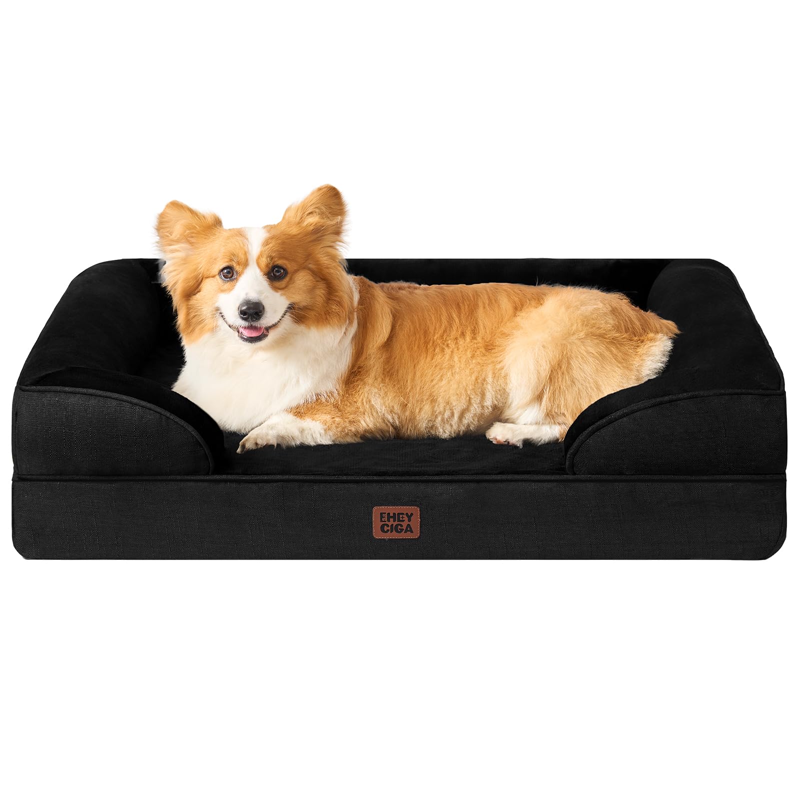 EHEYCIGA Orthopedic Dog Beds for Medium Large Extra Large Dogs, Waterproof Memory Foam XL Dog Bed with Sides, Egg-Crate Foam Couch Bed with Washable Removable Cover