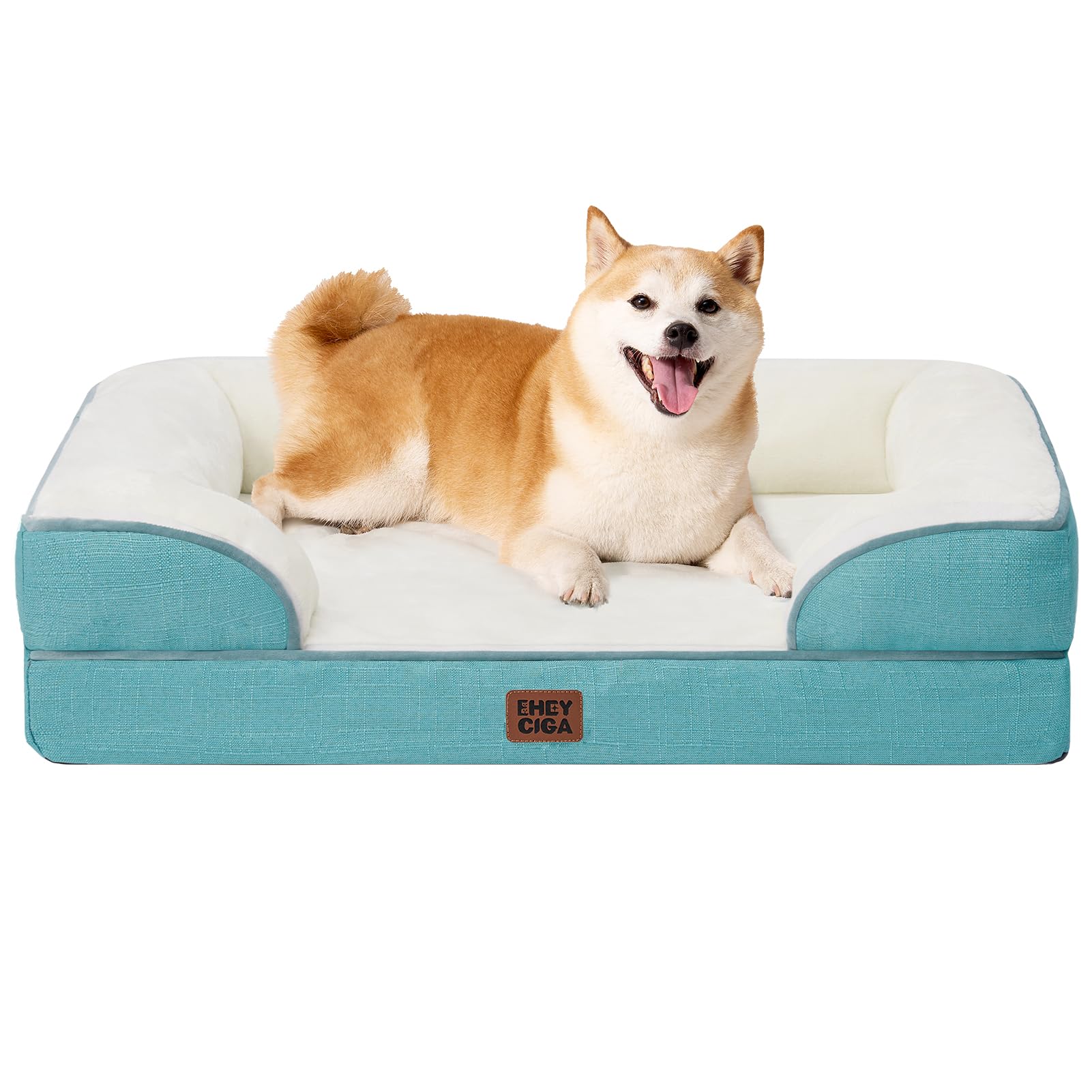 EHEYCIGA Orthopedic Dog Beds for Medium Large Extra Large Dogs, Waterproof Memory Foam XL Dog Bed with Sides, Egg-Crate Foam Couch Bed with Washable Removable Cover