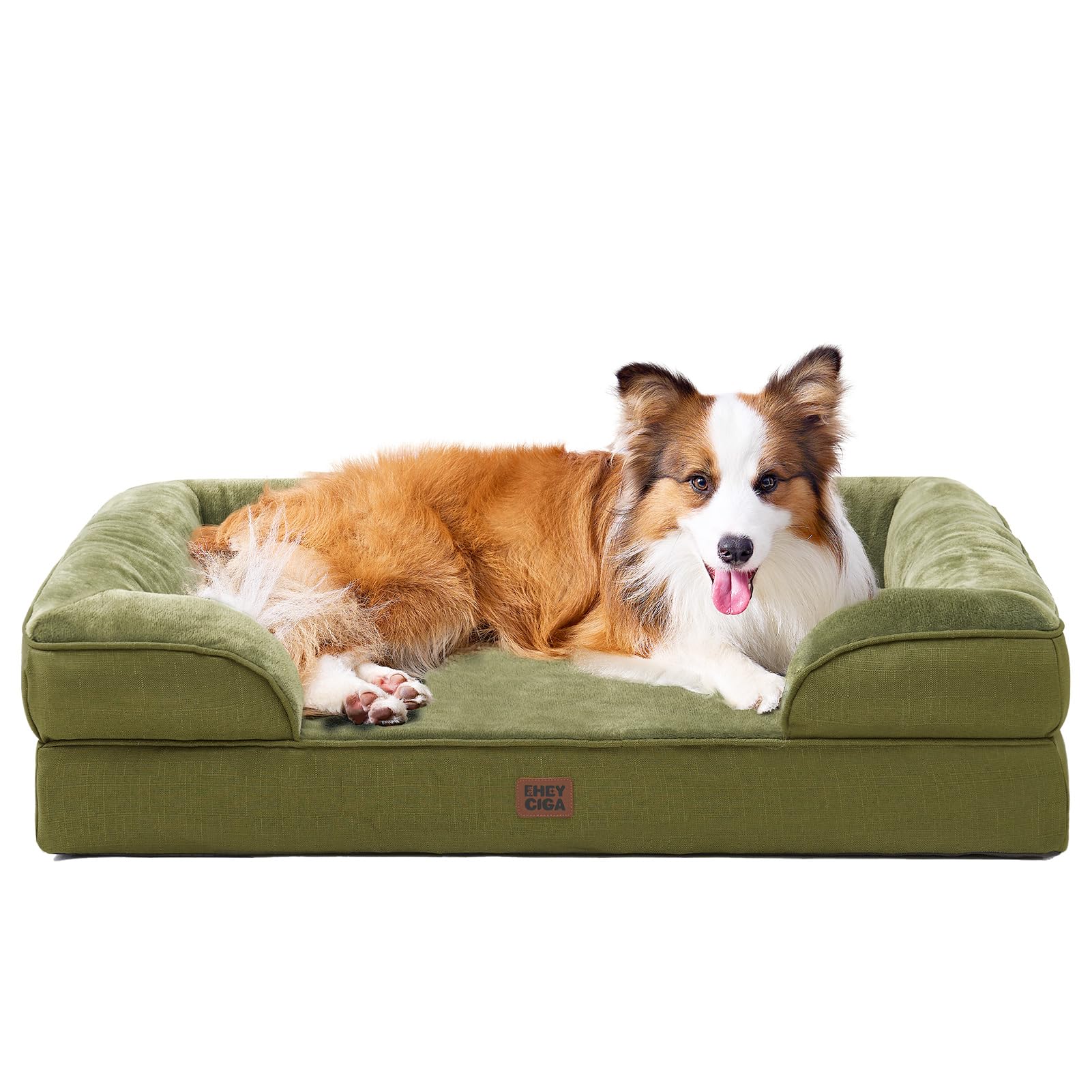 EHEYCIGA Orthopedic Dog Beds for Medium Large Extra Large Dogs, Waterproof Memory Foam XL Dog Bed with Sides, Egg-Crate Foam Couch Bed with Washable Removable Cover
