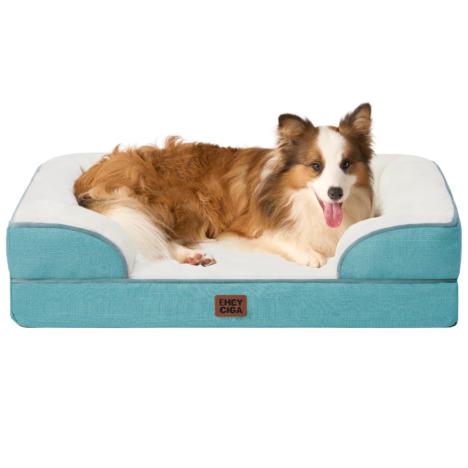 EHEYCIGA Orthopedic Dog Beds for Medium Large Extra Large Dogs, Waterproof Memory Foam XL Dog Bed with Sides, Egg-Crate Foam Couch Bed with Washable Removable Cover