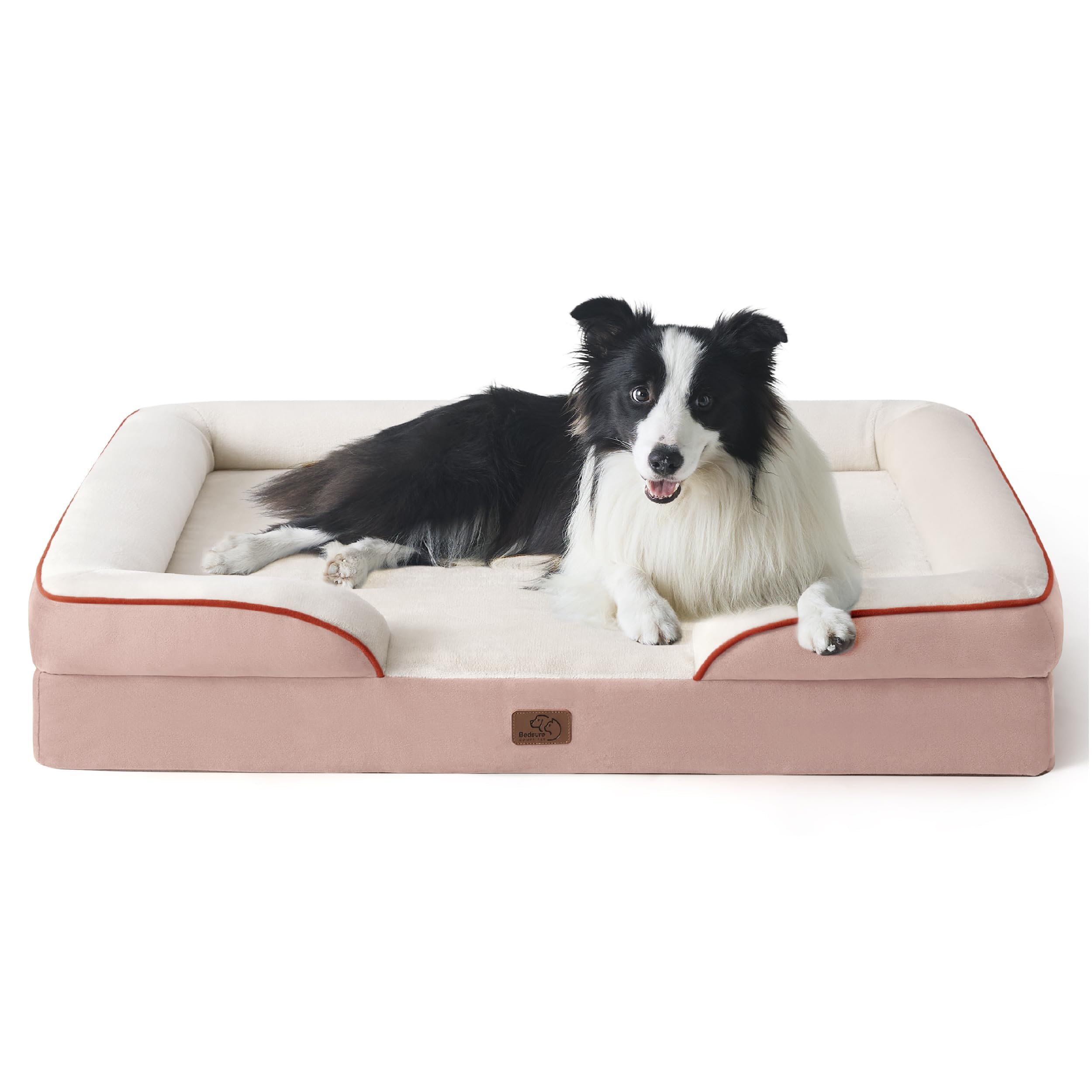Bedsure Orthopedic Dog Bed - Washable Bolster Dog Cat Sofa Beds, Supportive Foam Pet Couch Bed with Removable Washable Cover, Waterproof Lining and Nonskid Bottom