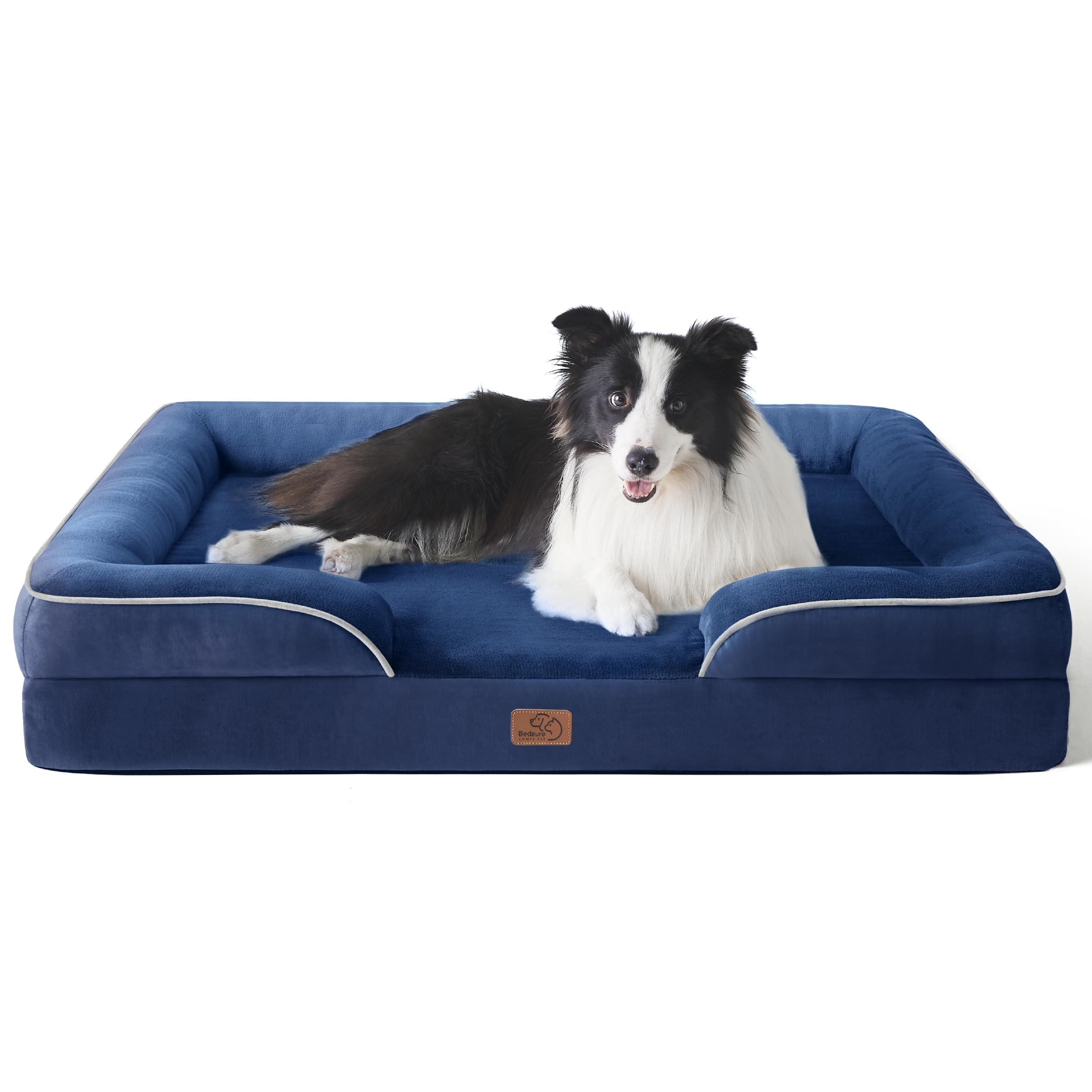 Bedsure Orthopedic Dog Bed - Washable Bolster Dog Cat Sofa Beds, Supportive Foam Pet Couch Bed with Removable Washable Cover, Waterproof Lining and Nonskid Bottom