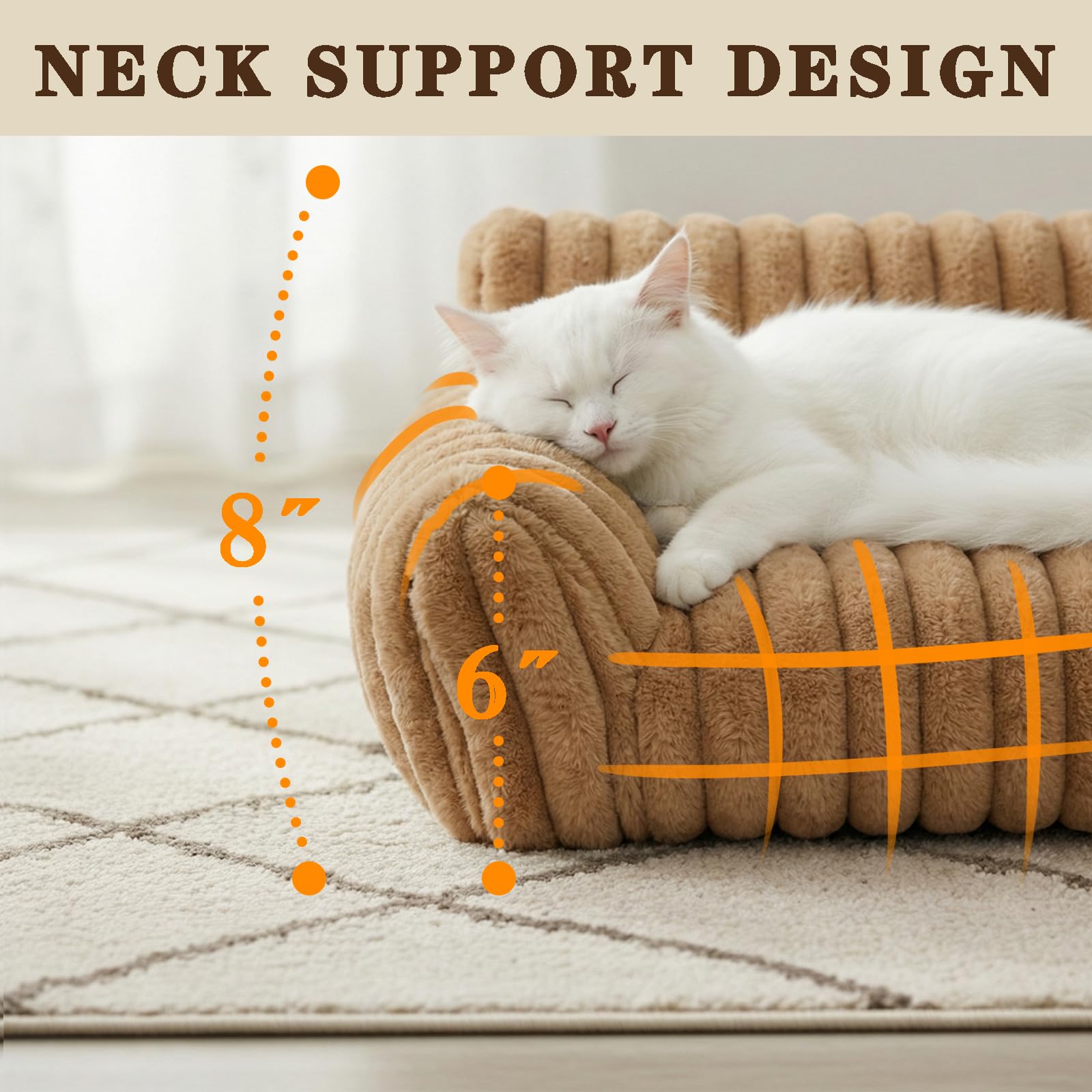 Norvianic Cat Couch Bed for Small Cats & Indoor Cats, Square Cat Bed and Pet Sofa for Small/Medium Dogs - Removable Washable Dog Bed Cover