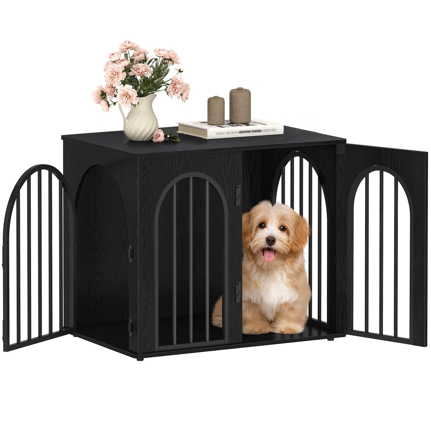 Wooden Dog Crate Furniture Indoor Kennel End Table TV Stand