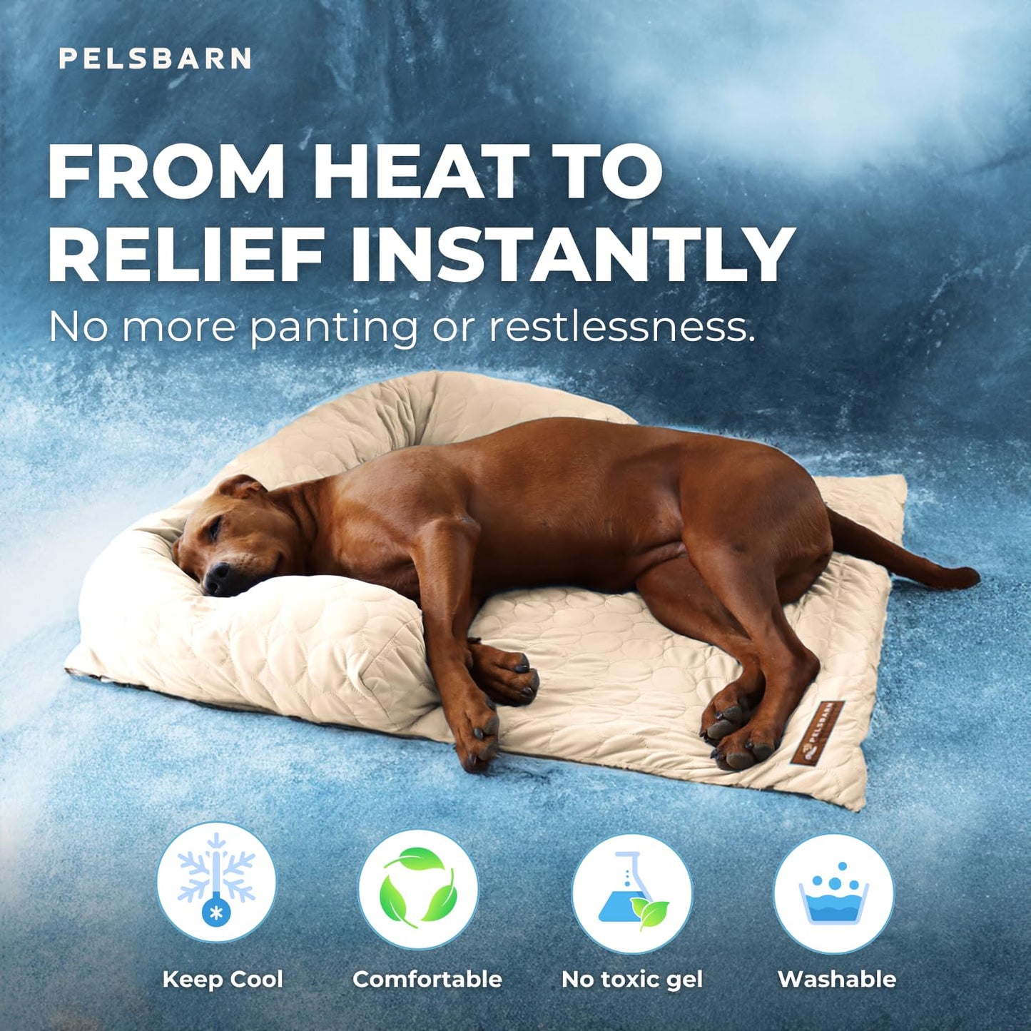 Cooling Dog Bed Ice Silk Self Cooling Non-Slip Washable