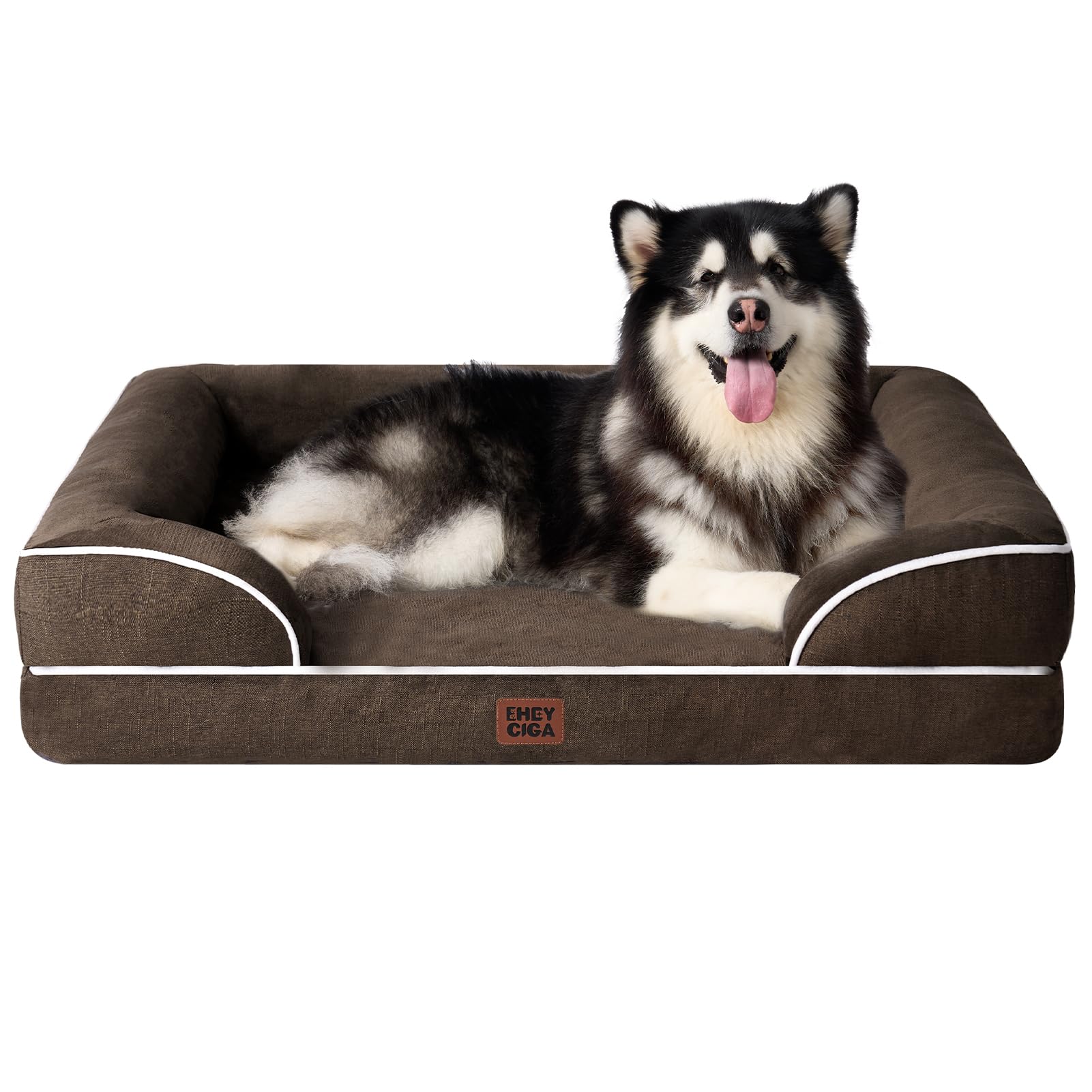 EHEYCIGA Orthopedic Dog Beds for Medium Large Extra Large Dogs, Waterproof Memory Foam XL Dog Bed with Sides, Egg-Crate Foam Couch Bed with Washable Removable Cover