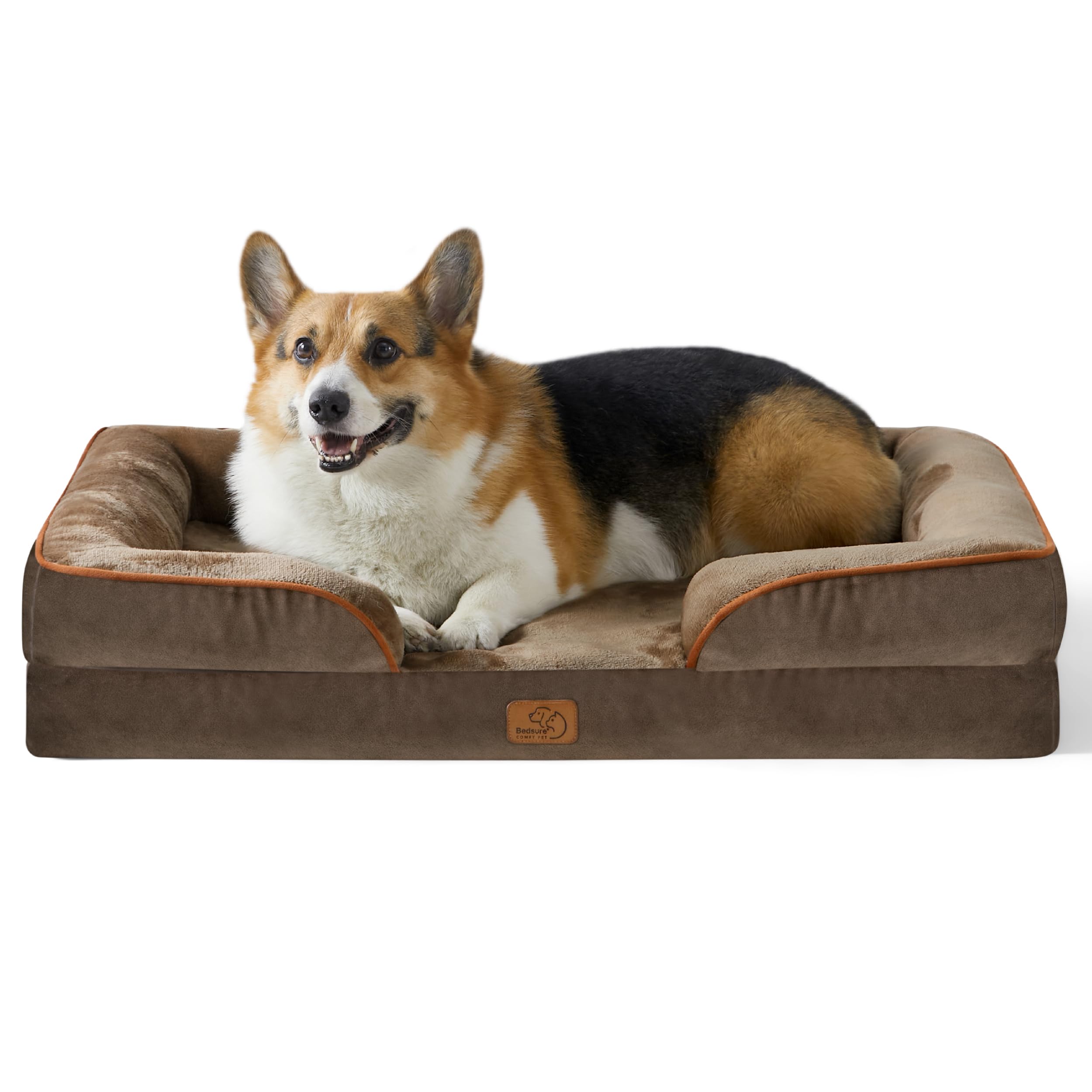 Bedsure Orthopedic Dog Bed - Washable Bolster Dog Cat Sofa Beds, Supportive Foam Pet Couch Bed with Removable Washable Cover, Waterproof Lining and Nonskid Bottom
