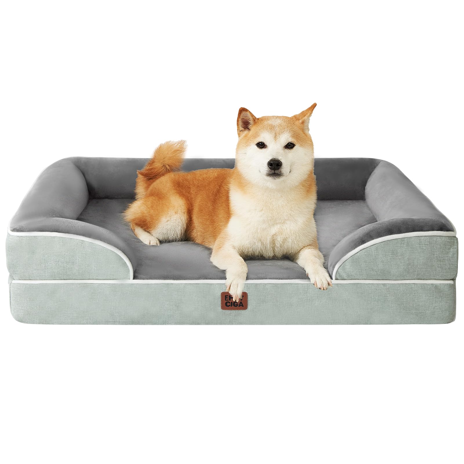 EHEYCIGA Orthopedic Dog Beds for Medium Large Extra Large Dogs, Waterproof Memory Foam XL Dog Bed with Sides, Egg-Crate Foam Couch Bed with Washable Removable Cover