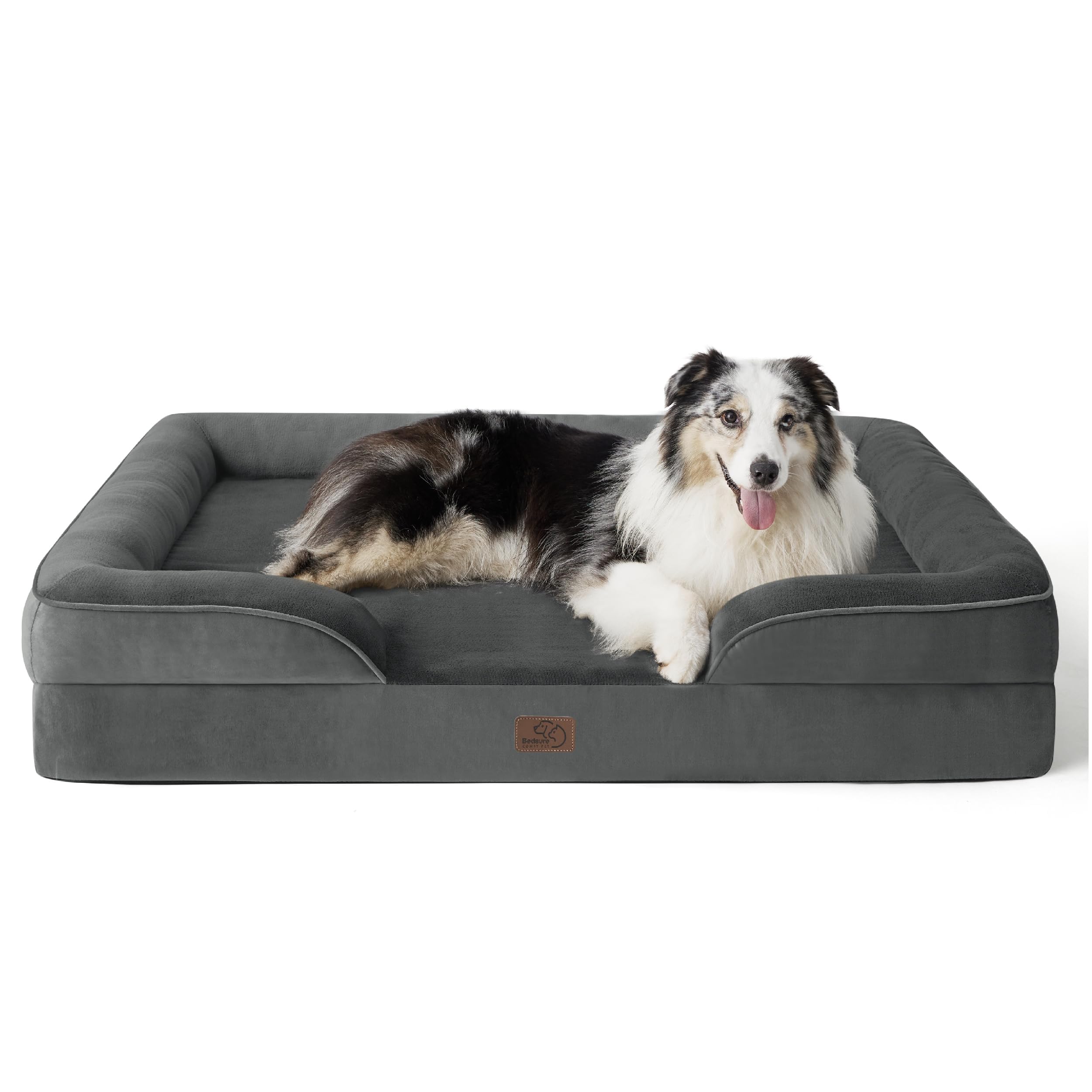Bedsure Orthopedic Dog Bed - Washable Bolster Dog Cat Sofa Beds, Supportive Foam Pet Couch Bed with Removable Washable Cover, Waterproof Lining and Nonskid Bottom