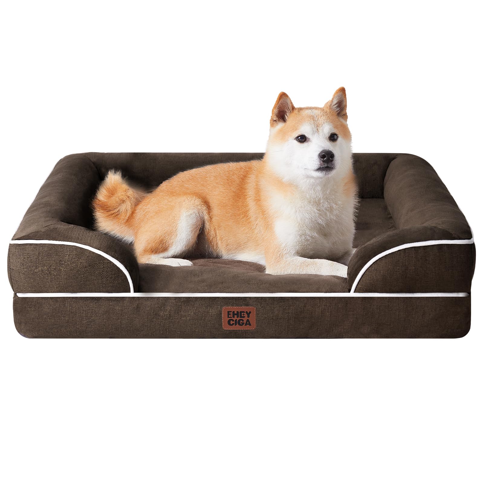 EHEYCIGA Orthopedic Dog Beds for Medium Large Extra Large Dogs, Waterproof Memory Foam XL Dog Bed with Sides, Egg-Crate Foam Couch Bed with Washable Removable Cover