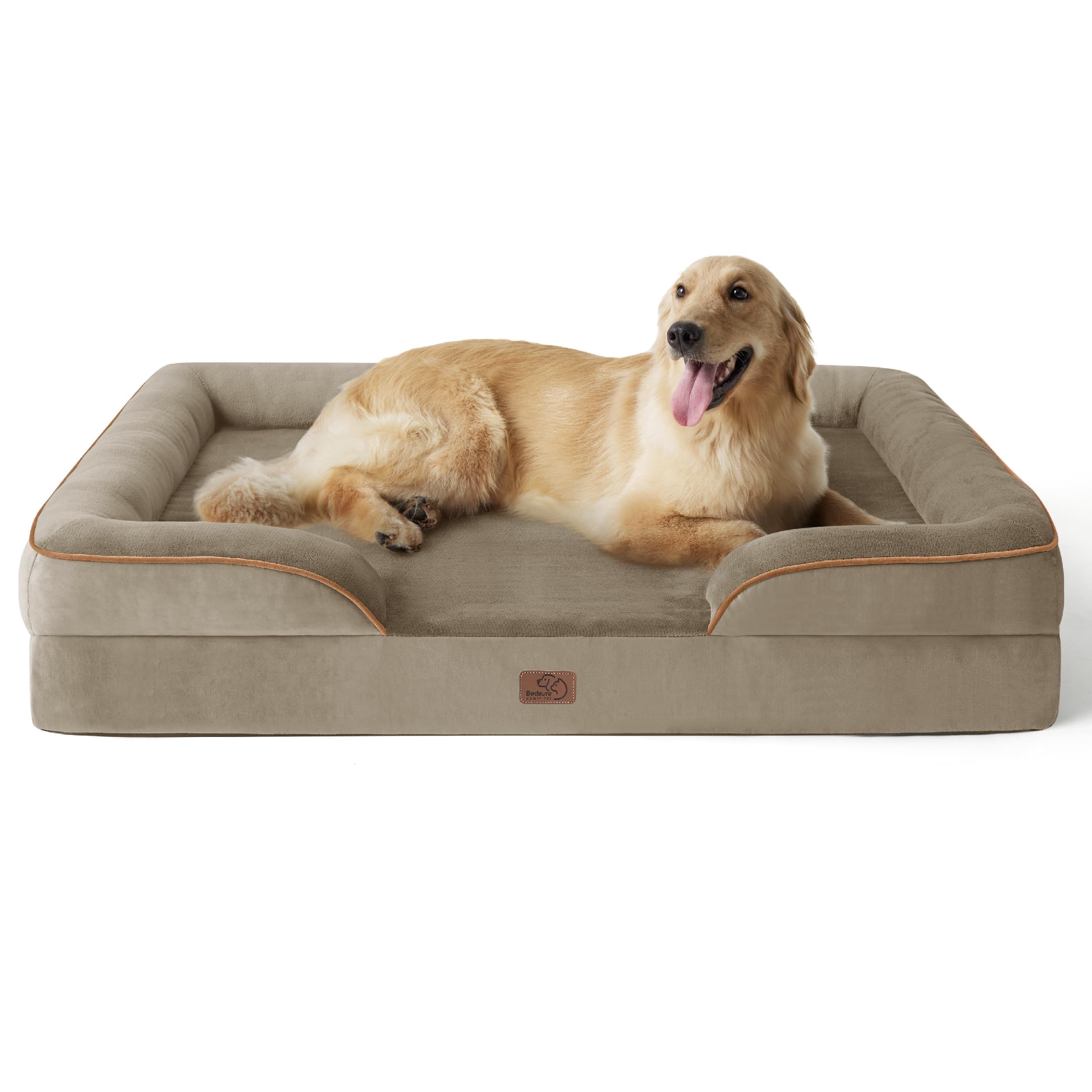 Bedsure Orthopedic Dog Bed - Washable Bolster Dog Cat Sofa Beds, Supportive Foam Pet Couch Bed with Removable Washable Cover, Waterproof Lining and Nonskid Bottom