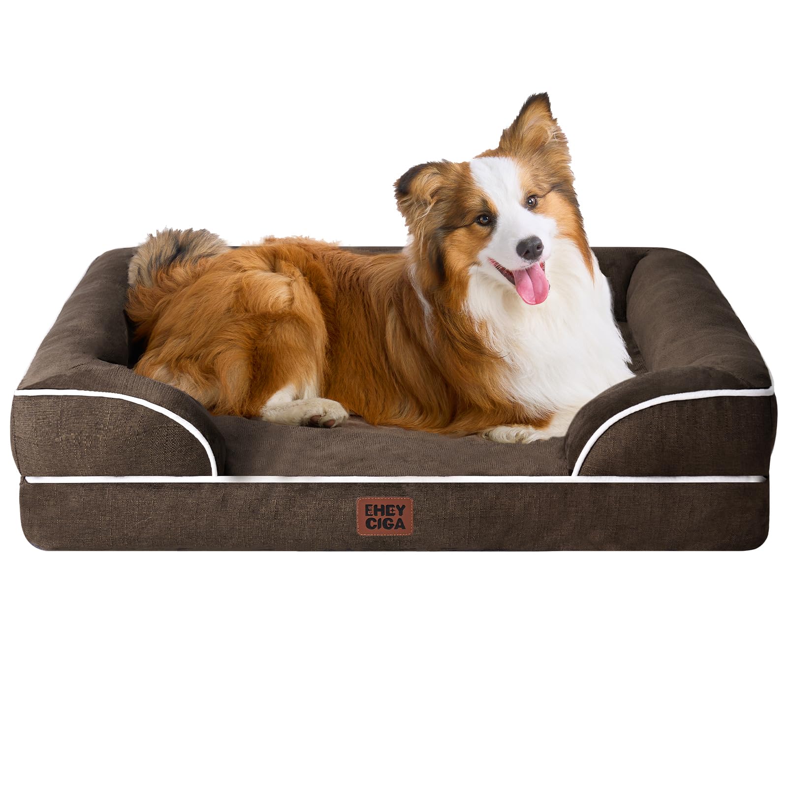 EHEYCIGA Orthopedic Dog Beds for Medium Large Extra Large Dogs, Waterproof Memory Foam XL Dog Bed with Sides, Egg-Crate Foam Couch Bed with Washable Removable Cover