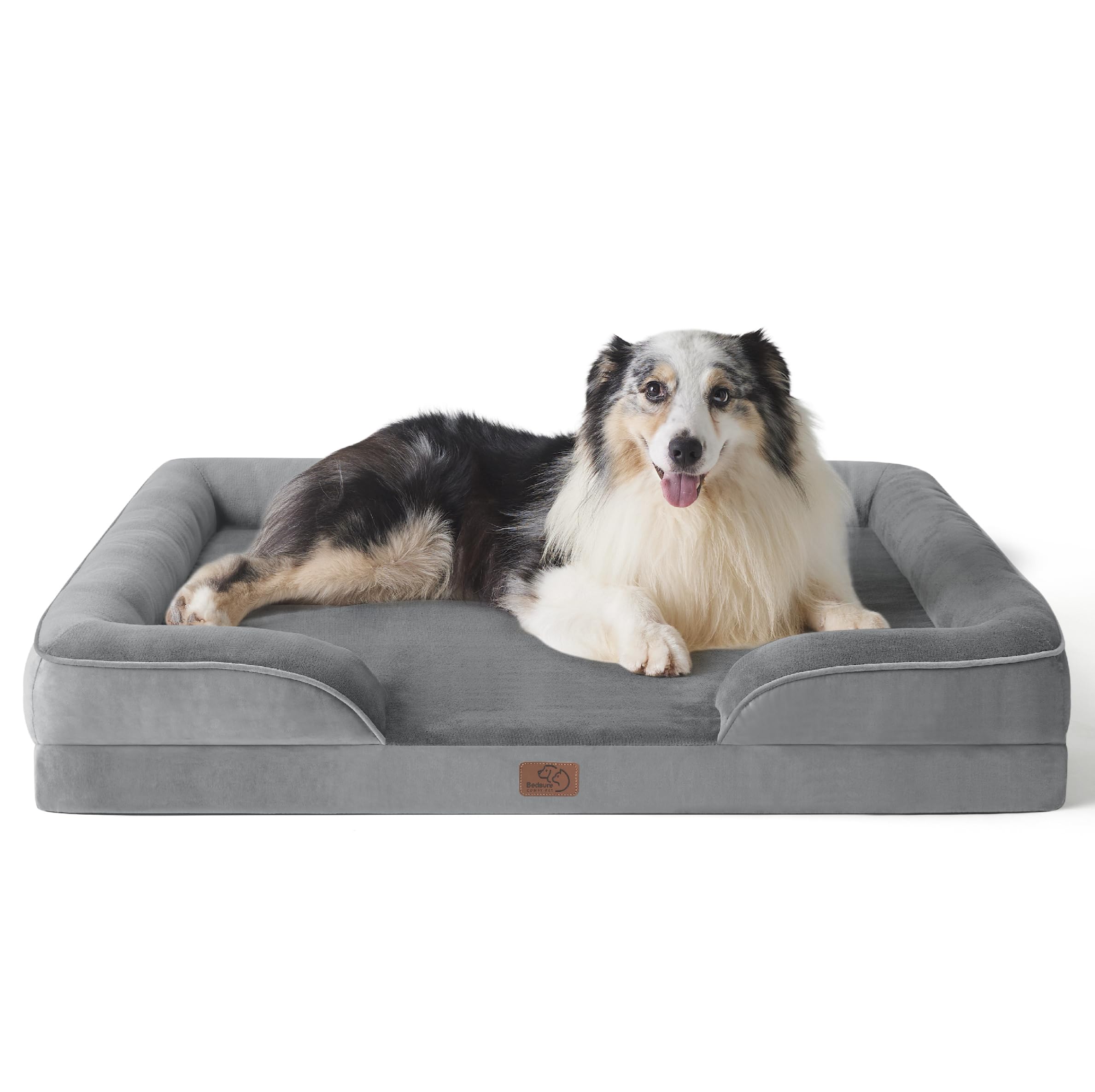 Bedsure Orthopedic Dog Bed - Washable Bolster Dog Cat Sofa Beds, Supportive Foam Pet Couch Bed with Removable Washable Cover, Waterproof Lining and Nonskid Bottom