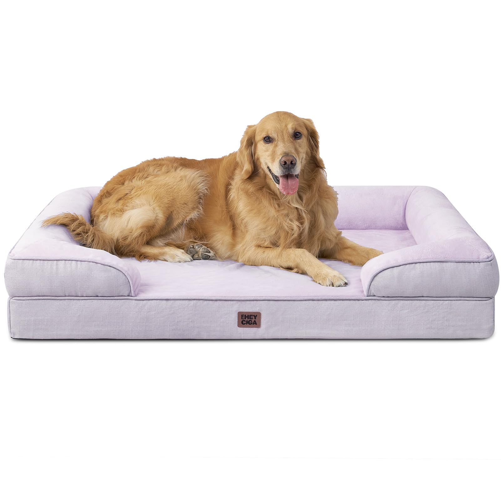 EHEYCIGA Orthopedic Dog Beds for Medium Large Extra Large Dogs, Waterproof Memory Foam XL Dog Bed with Sides, Egg-Crate Foam Couch Bed with Washable Removable Cover