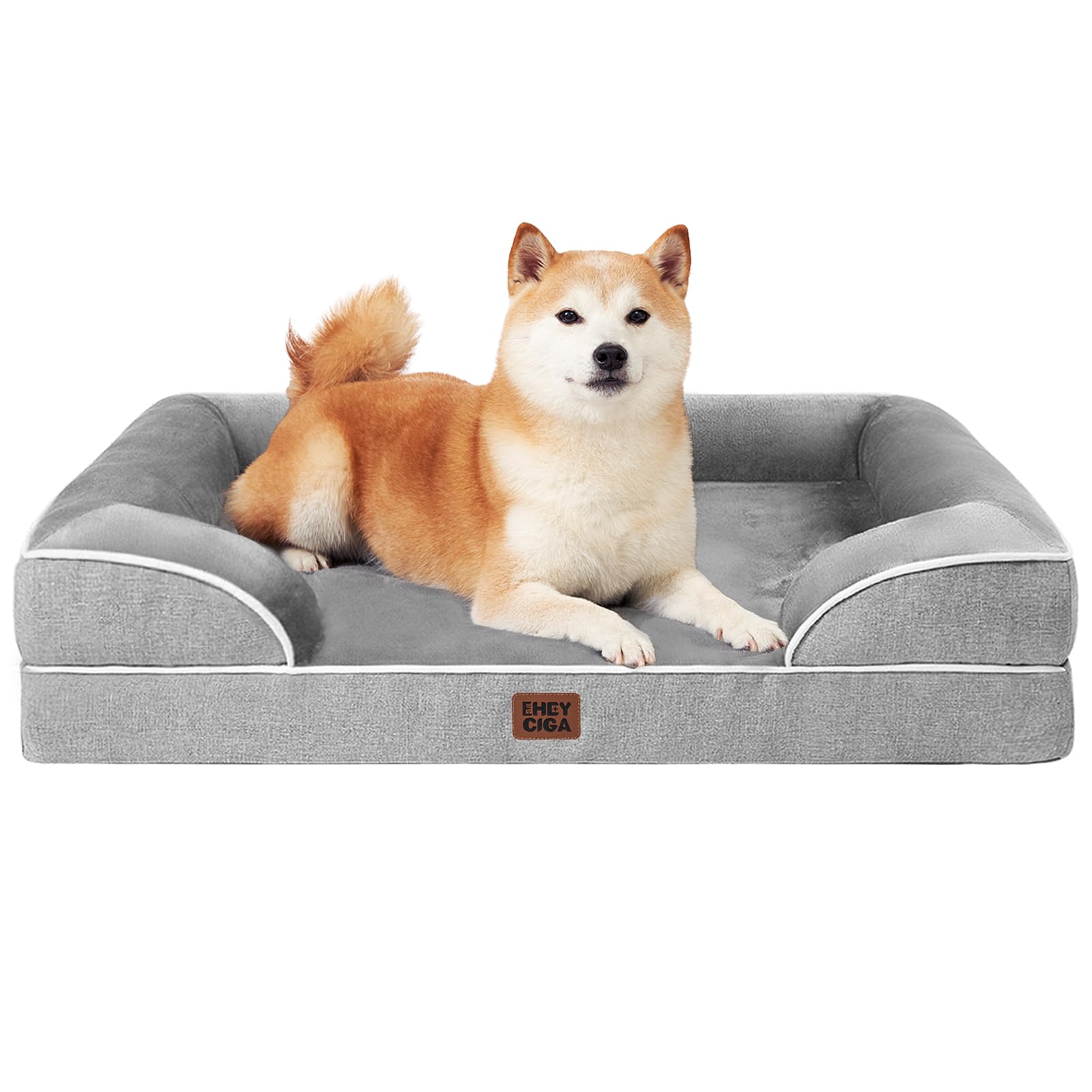 EHEYCIGA Orthopedic Dog Beds for Medium Large Extra Large Dogs, Waterproof Memory Foam XL Dog Bed with Sides, Egg-Crate Foam Couch Bed with Washable Removable Cover