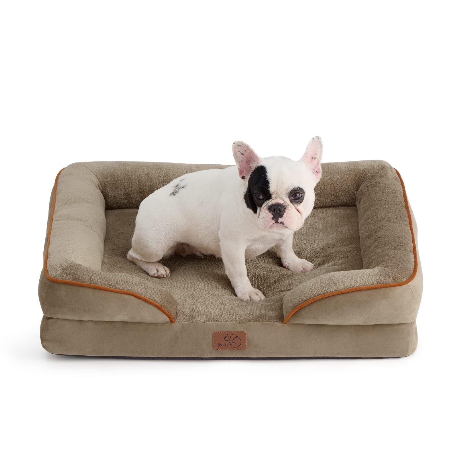 Bedsure Orthopedic Dog Bed - Washable Bolster Dog Cat Sofa Beds, Supportive Foam Pet Couch Bed with Removable Washable Cover, Waterproof Lining and Nonskid Bottom
