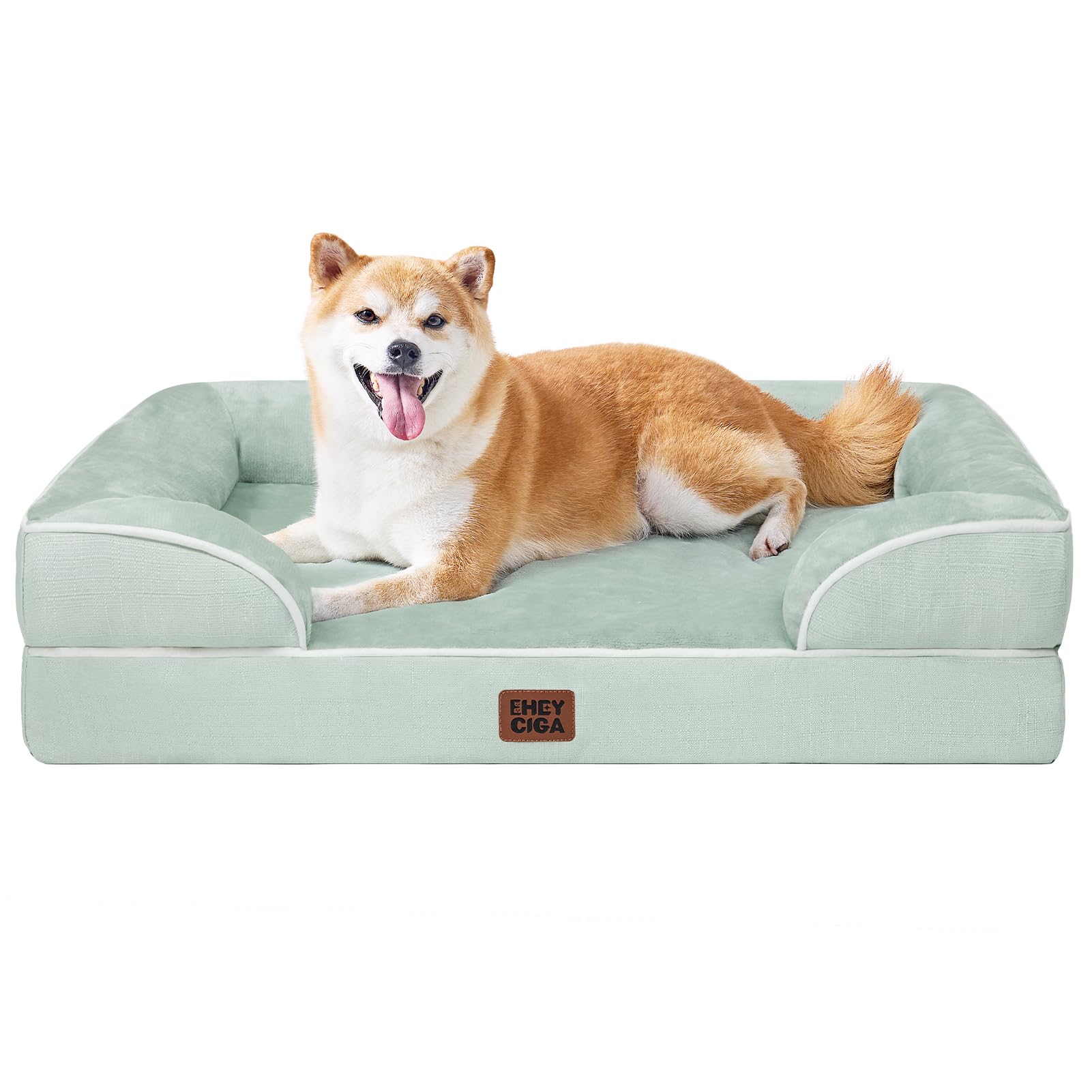 EHEYCIGA Orthopedic Dog Beds for Medium Large Extra Large Dogs, Waterproof Memory Foam XL Dog Bed with Sides, Egg-Crate Foam Couch Bed with Washable Removable Cover