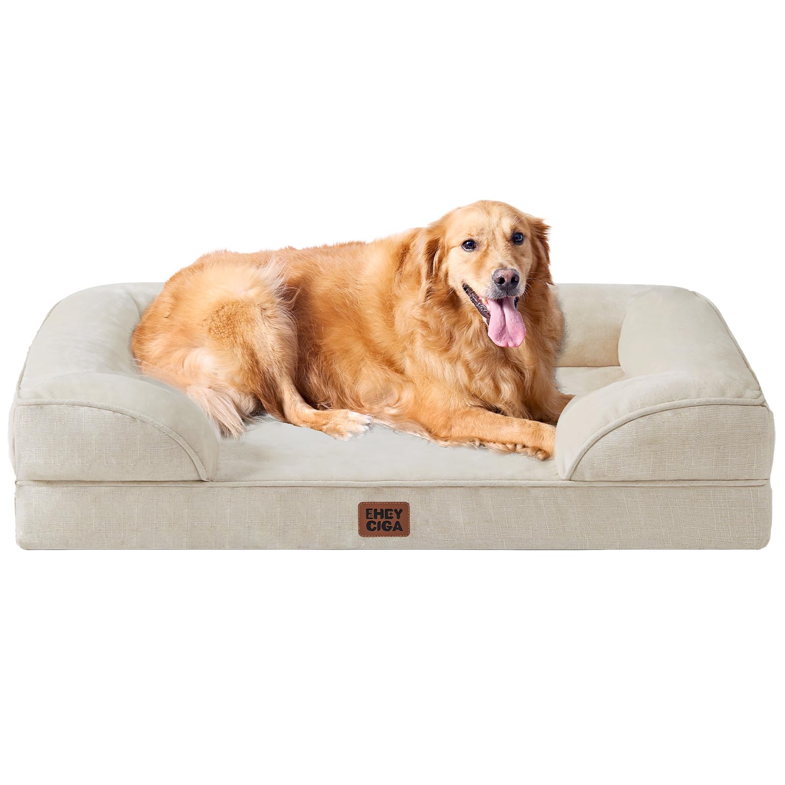 EHEYCIGA Orthopedic Dog Beds for Medium Large Extra Large Dogs, Waterproof Memory Foam XL Dog Bed with Sides, Egg-Crate Foam Couch Bed with Washable Removable Cover