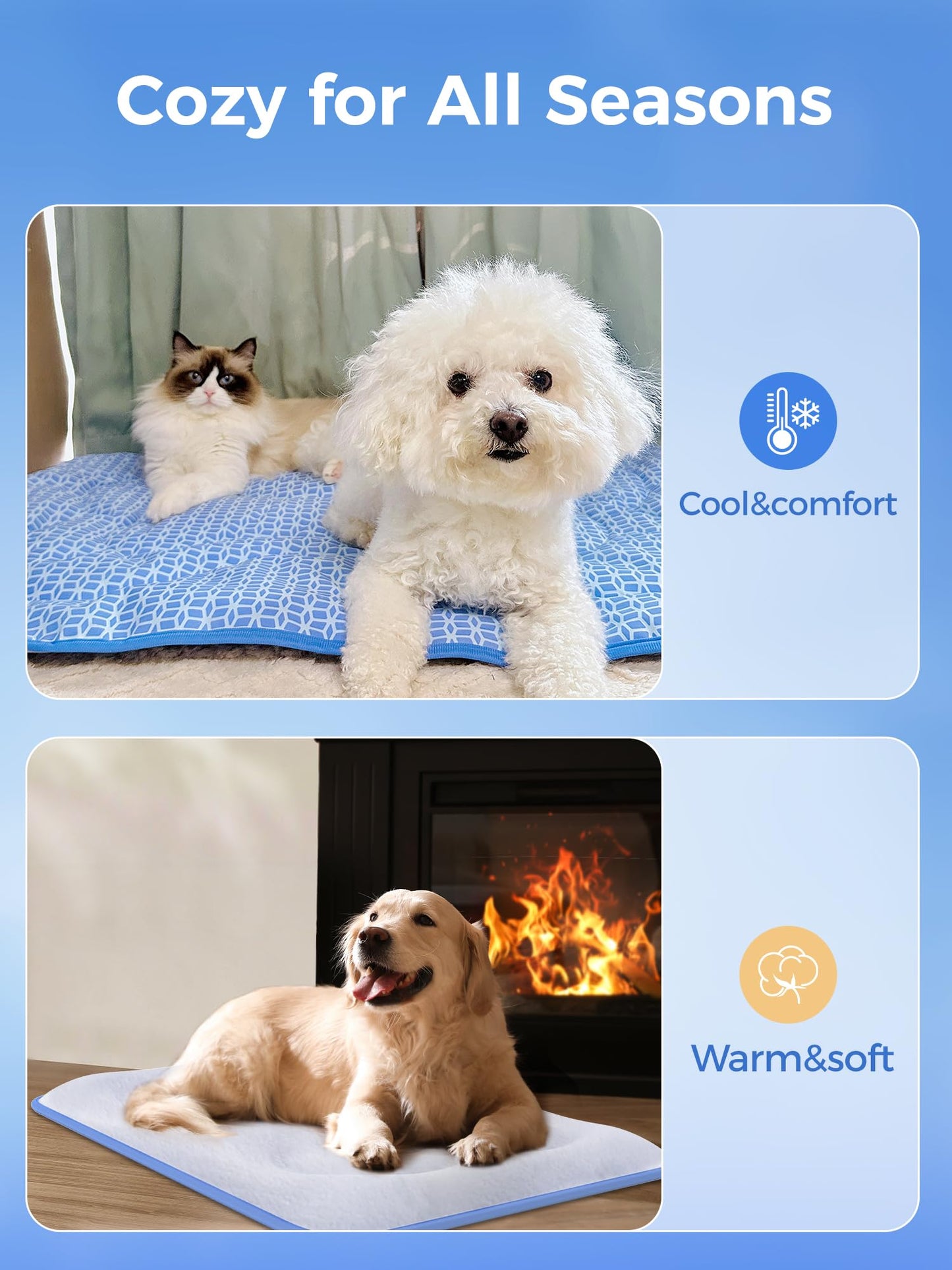Cooling Pet Mat Breathable Crate Pad Washable