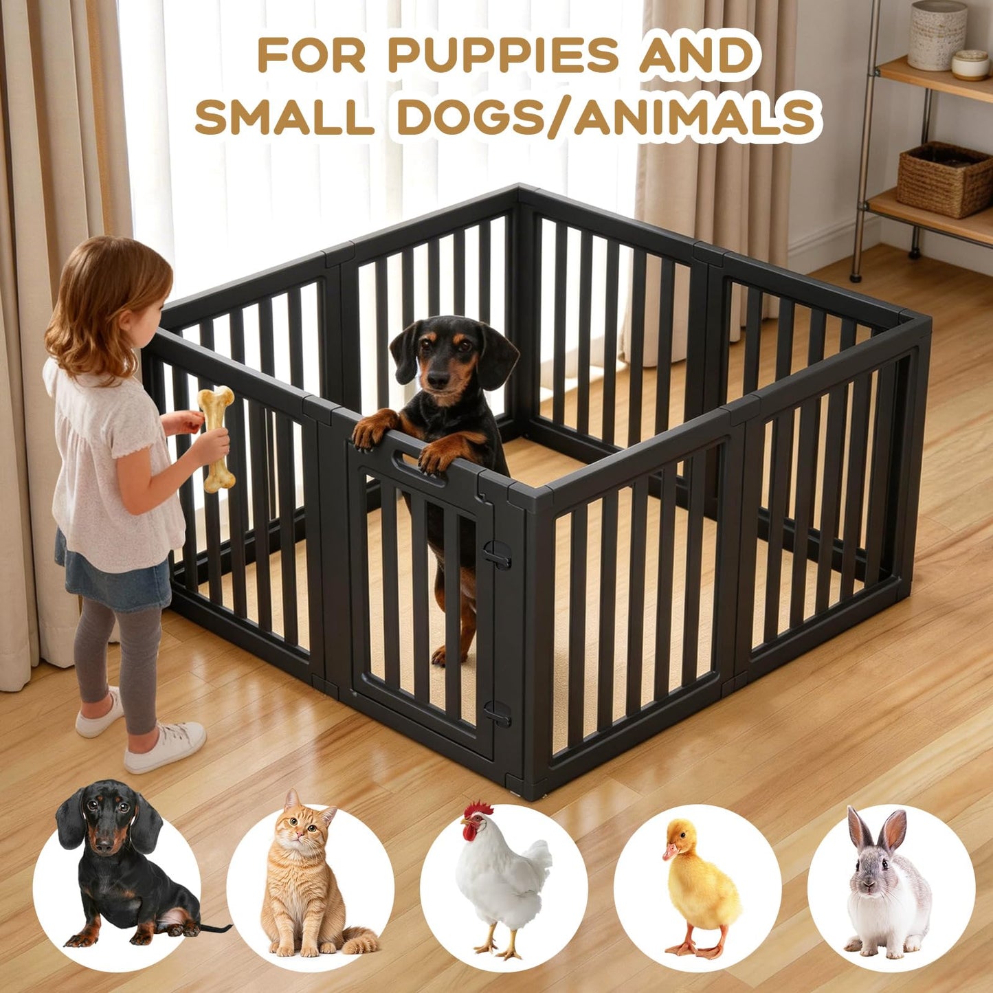 Clear Dog Playpen with Door Indoor Outdoor Puppy Pen Easy Clean
