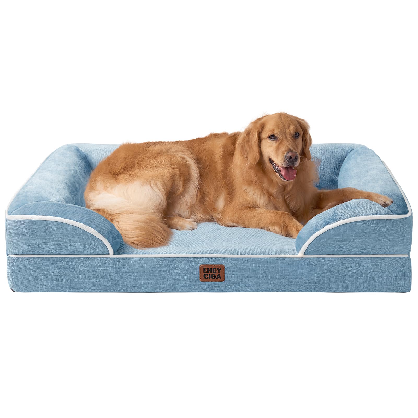 EHEYCIGA Orthopedic Dog Beds for Medium Large Extra Large Dogs, Waterproof Memory Foam XL Dog Bed with Sides, Egg-Crate Foam Couch Bed with Washable Removable Cover