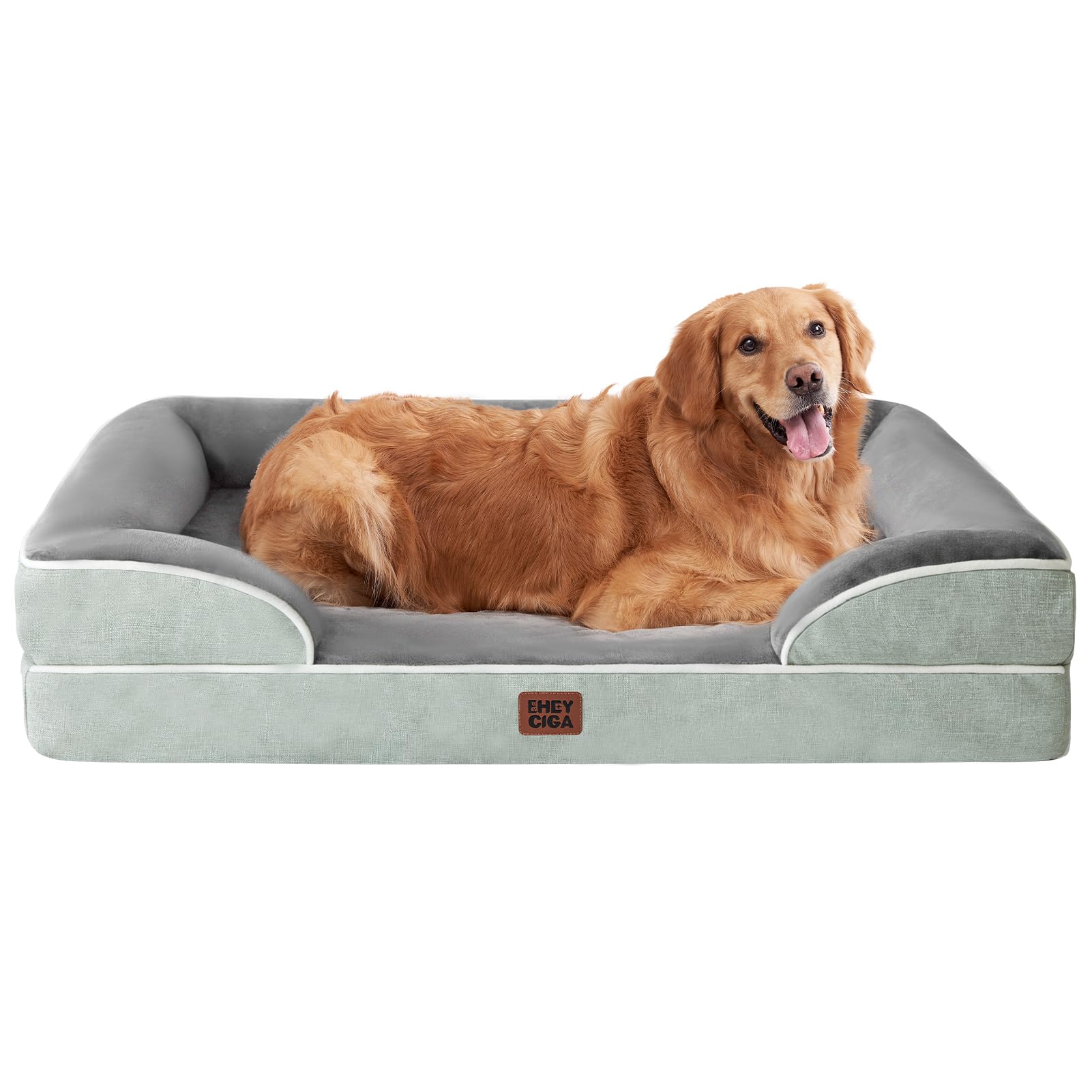 EHEYCIGA Orthopedic Dog Beds for Medium Large Extra Large Dogs, Waterproof Memory Foam XL Dog Bed with Sides, Egg-Crate Foam Couch Bed with Washable Removable Cover