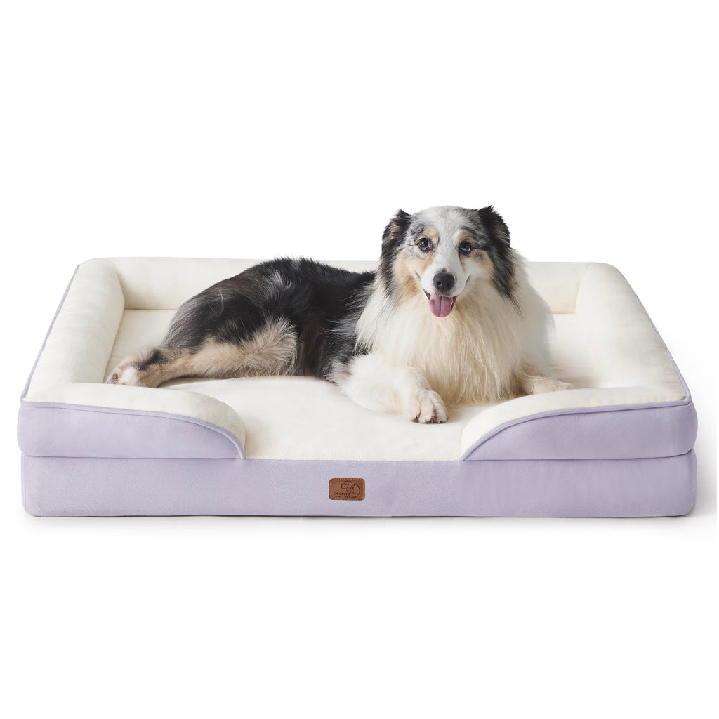 Bedsure Orthopedic Dog Bed - Washable Bolster Dog Cat Sofa Beds, Supportive Foam Pet Couch Bed with Removable Washable Cover, Waterproof Lining and Nonskid Bottom