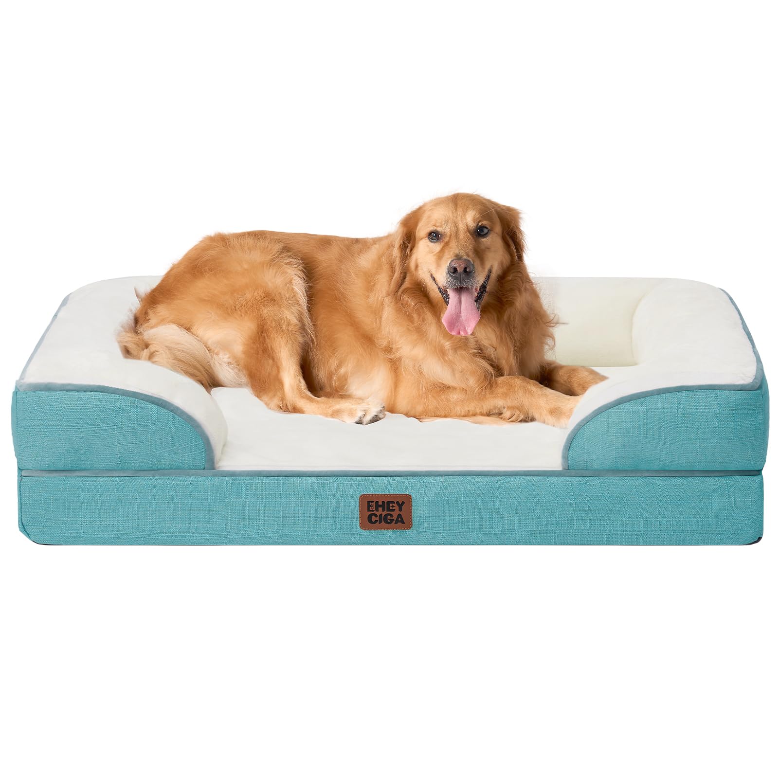 EHEYCIGA Orthopedic Dog Beds for Medium Large Extra Large Dogs, Waterproof Memory Foam XL Dog Bed with Sides, Egg-Crate Foam Couch Bed with Washable Removable Cover