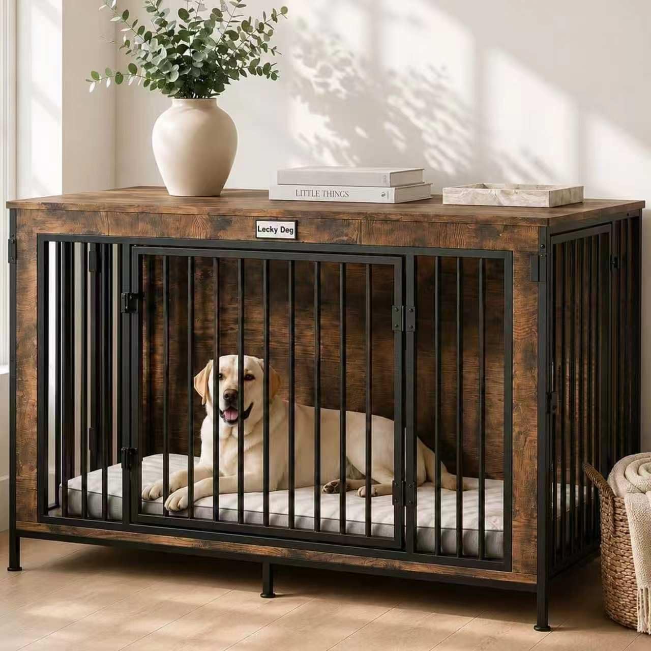 Dog Crate Furniture End Table Wooden Indoor Kennel