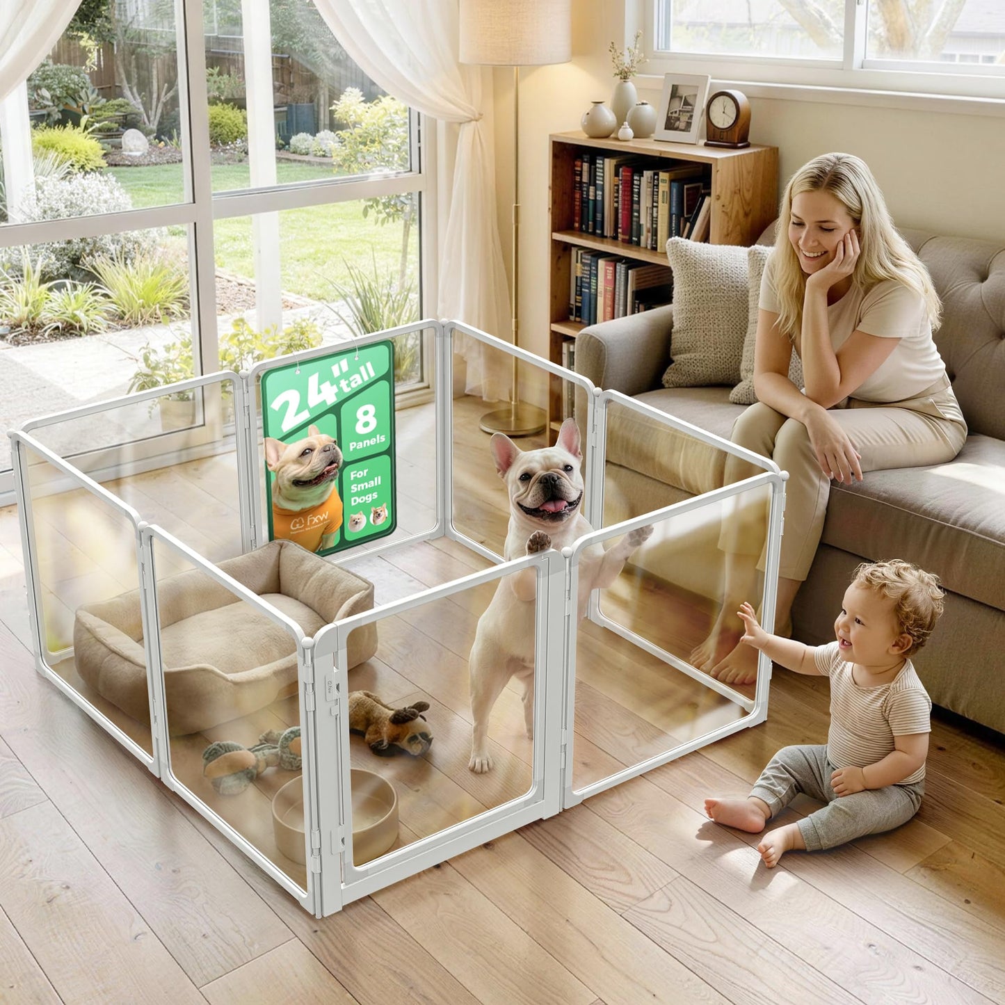 Acrylic Indoor Dog Playpen Metal Frame Heavy Duty Puppy Fence