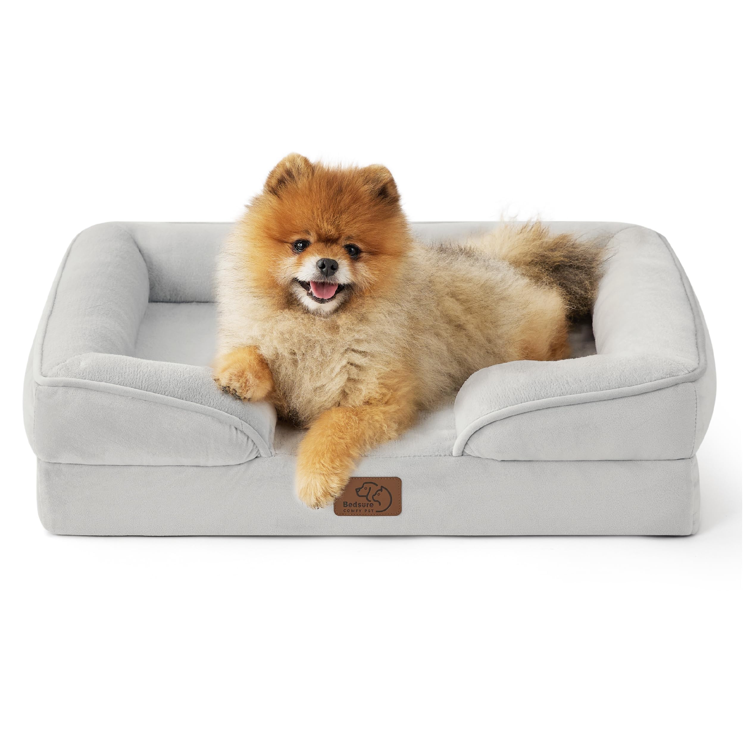 Bedsure Orthopedic Dog Bed - Washable Bolster Dog Cat Sofa Beds, Supportive Foam Pet Couch Bed with Removable Washable Cover, Waterproof Lining and Nonskid Bottom