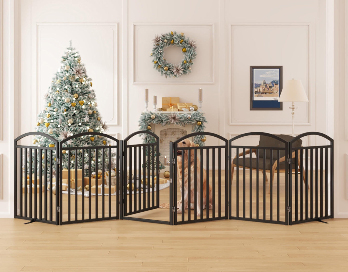 Foldable Dog Gate Freestanding Wide Pet Fence Door
