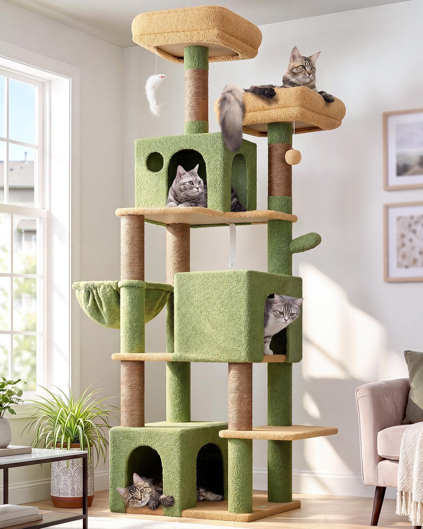 70 Inch Cat Tree Tower Scratching Post Hammock Condo