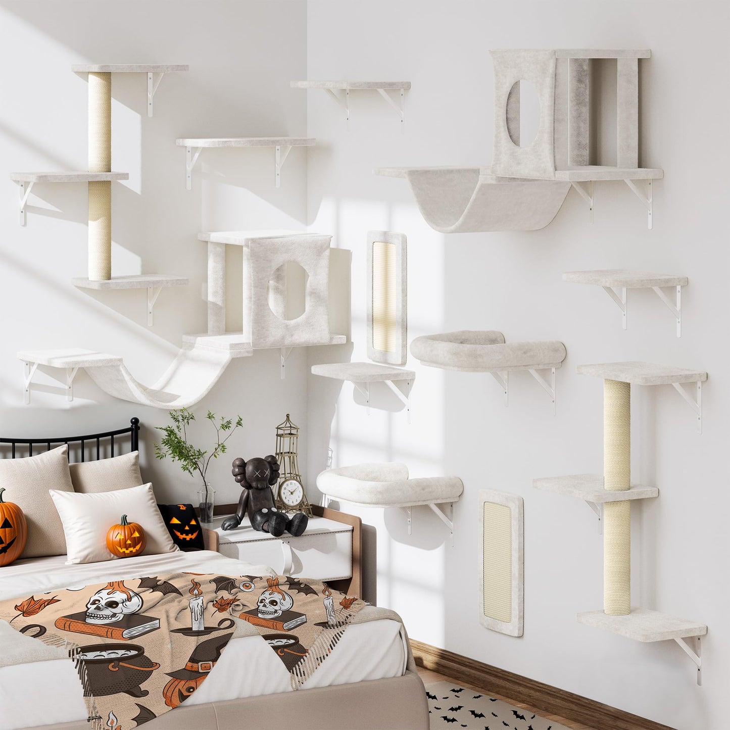 Wall Mounted Cat Shelves Furniture Set Climbing Perches