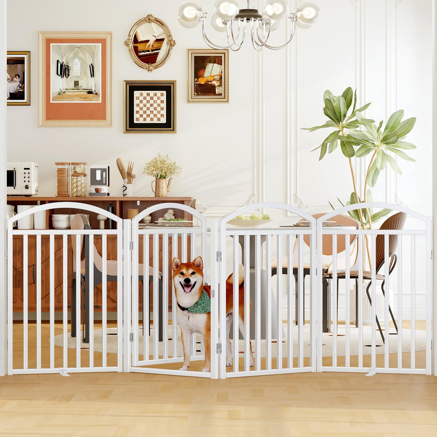 Foldable Dog Gate Freestanding Wide Pet Fence Door