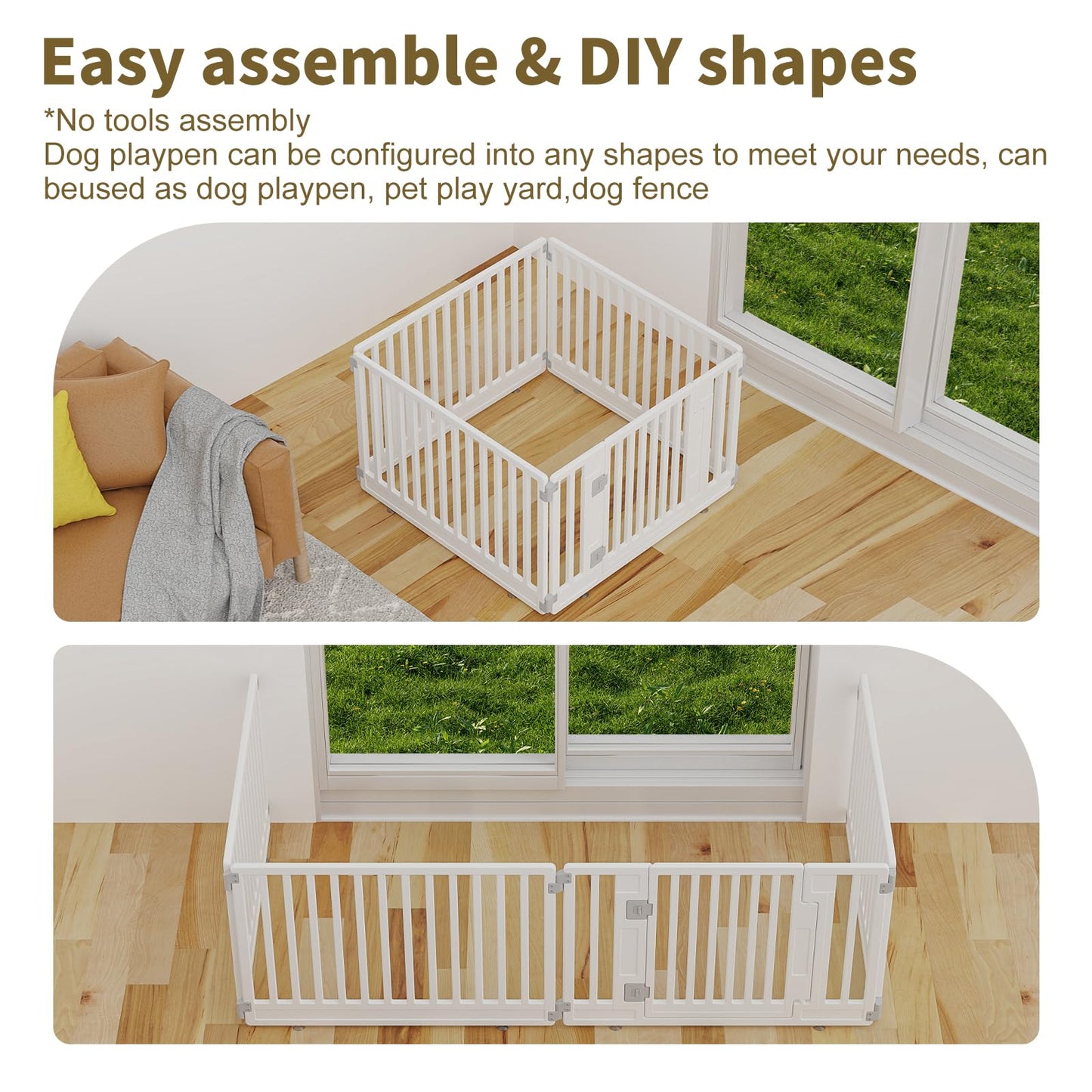 Foldable 6 Panel Dog Playpen Indoor Outdoor Puppy Pen Door