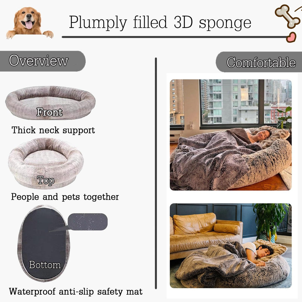 CUIYMXSC Human Dog Bed, Orthopaedic Dog Bed Outdoor Dog Bed, Pet Beds for Dogs, Human Dog Bed for People Adults Extra Large Human Sized Dog Bed (Grey L)