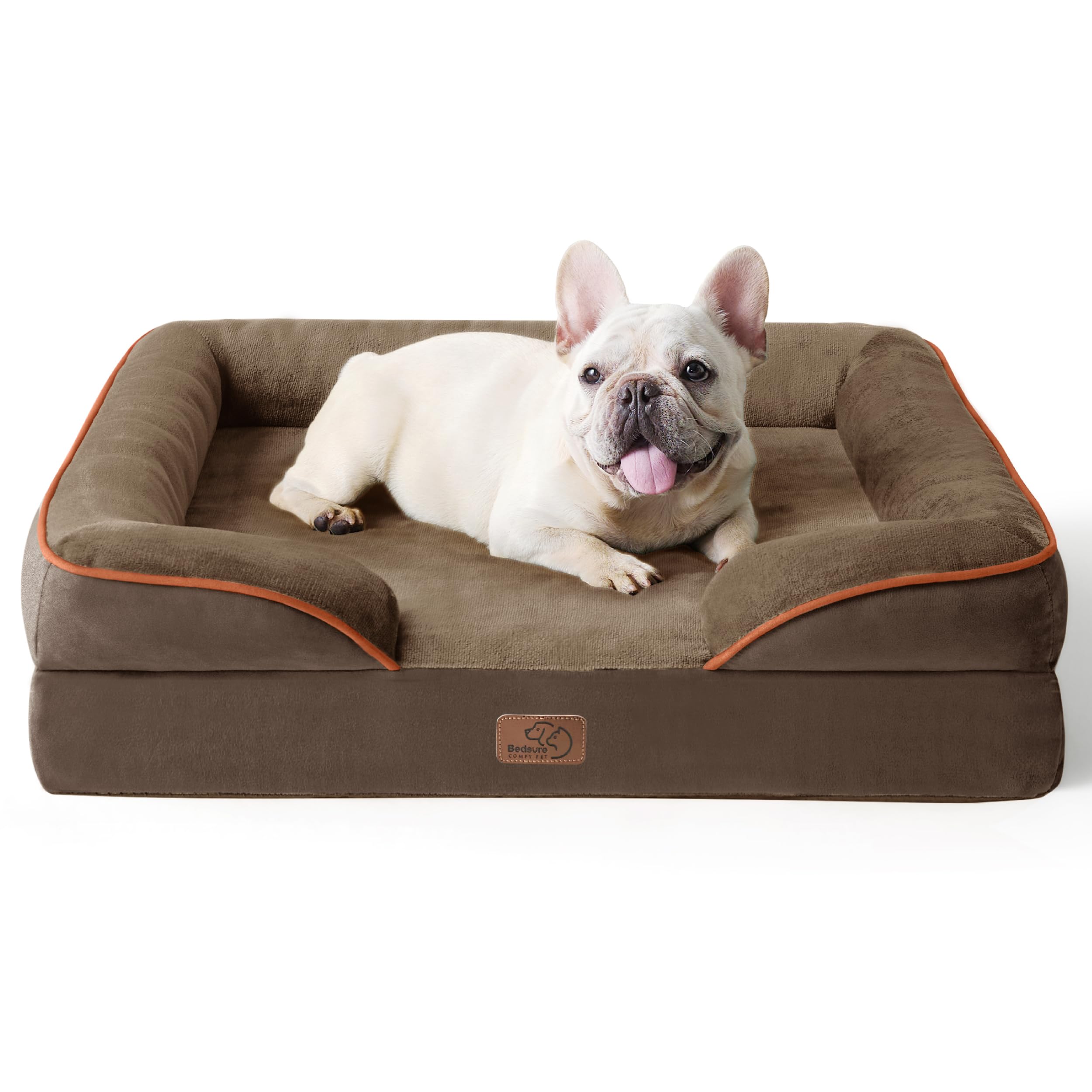 Bedsure Orthopedic Dog Bed - Washable Bolster Dog Cat Sofa Beds, Supportive Foam Pet Couch Bed with Removable Washable Cover, Waterproof Lining and Nonskid Bottom