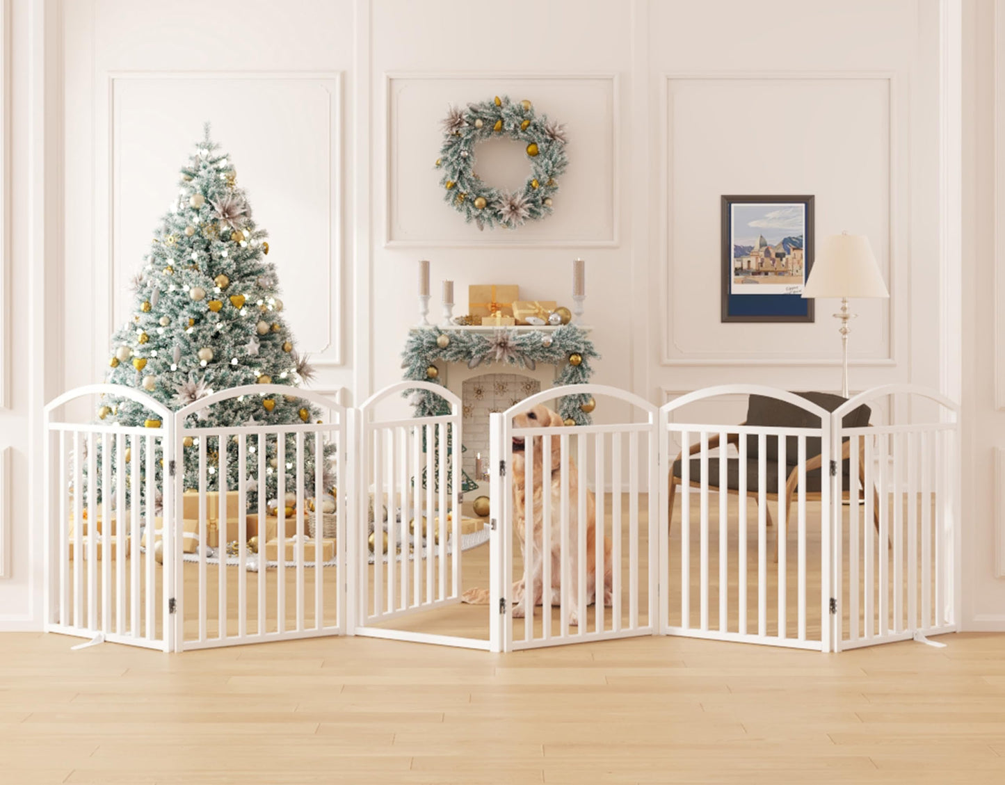 Foldable Dog Gate Freestanding Wide Pet Fence Door