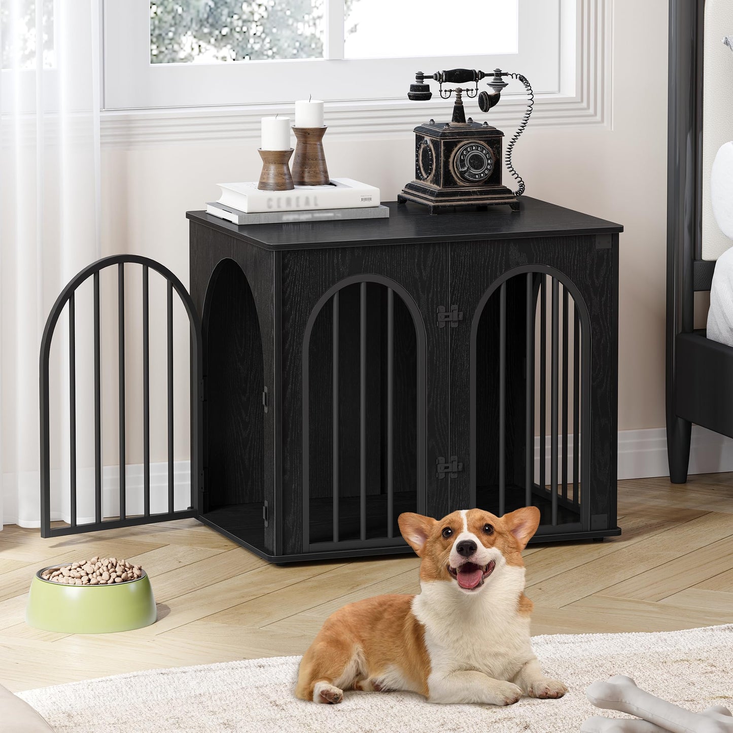 Wooden Dog Crate Furniture Indoor Kennel End Table TV Stand