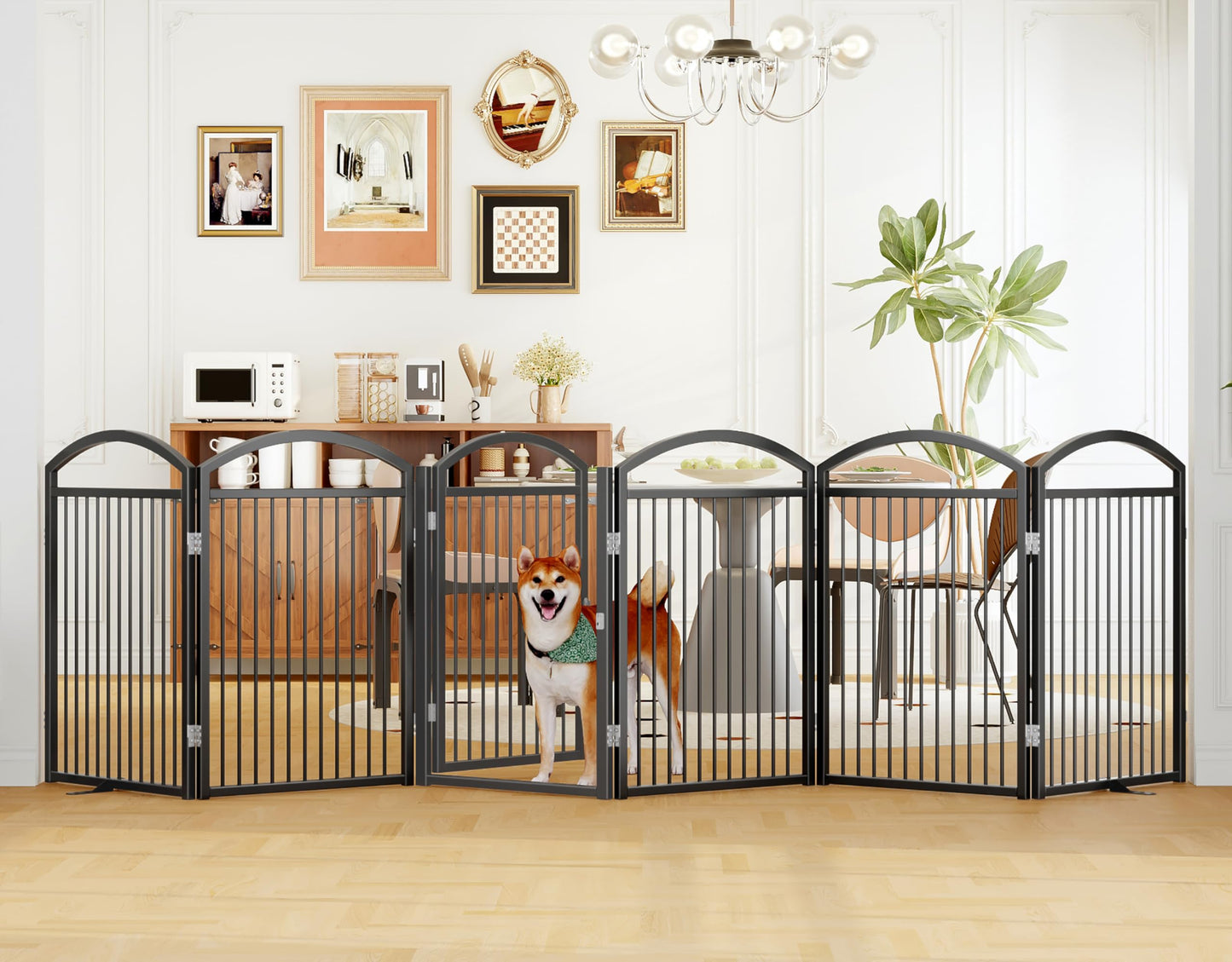 Foldable Dog Gate Freestanding Wide Pet Fence Door