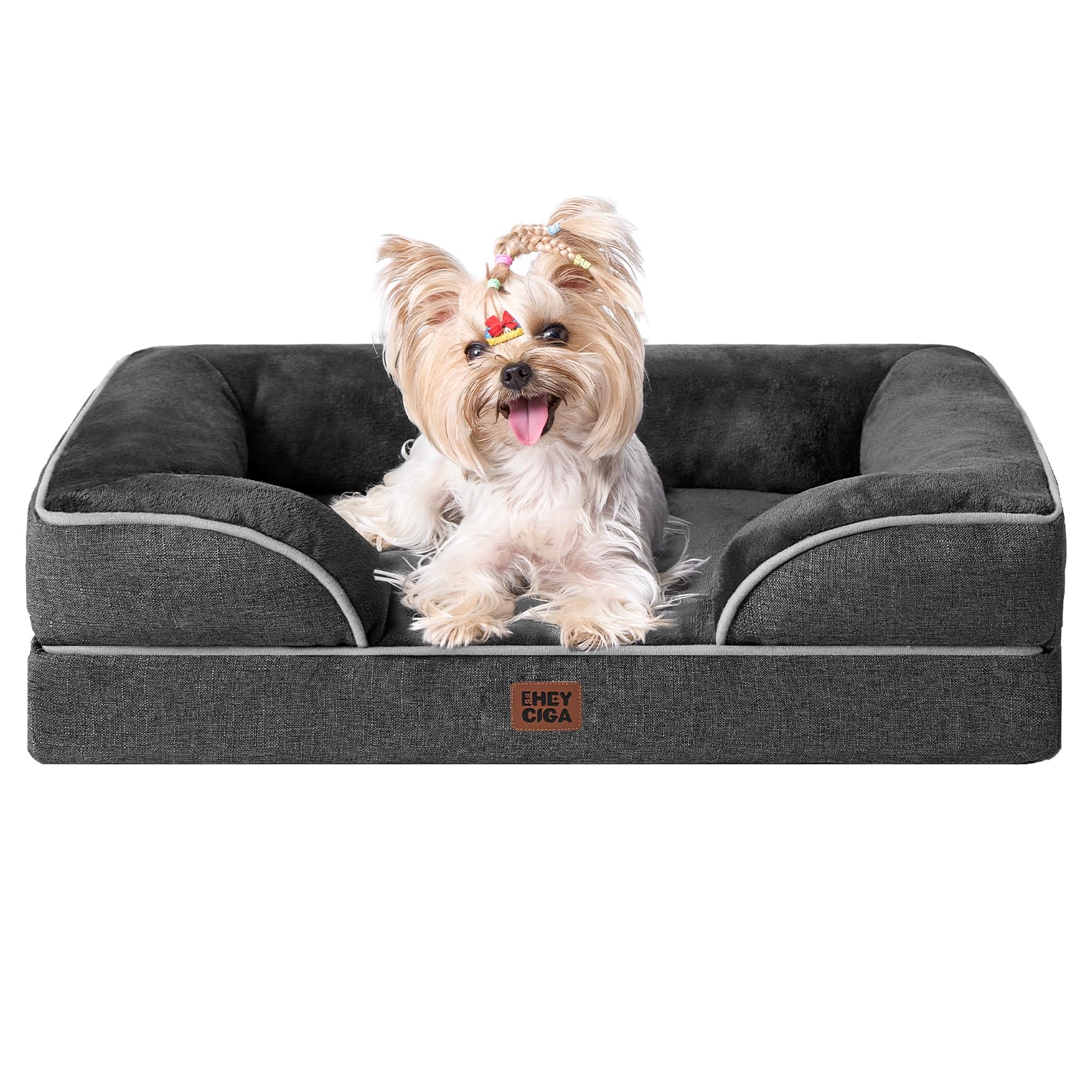 EHEYCIGA Orthopedic Dog Beds for Medium Large Extra Large Dogs, Waterproof Memory Foam XL Dog Bed with Sides, Egg-Crate Foam Couch Bed with Washable Removable Cover