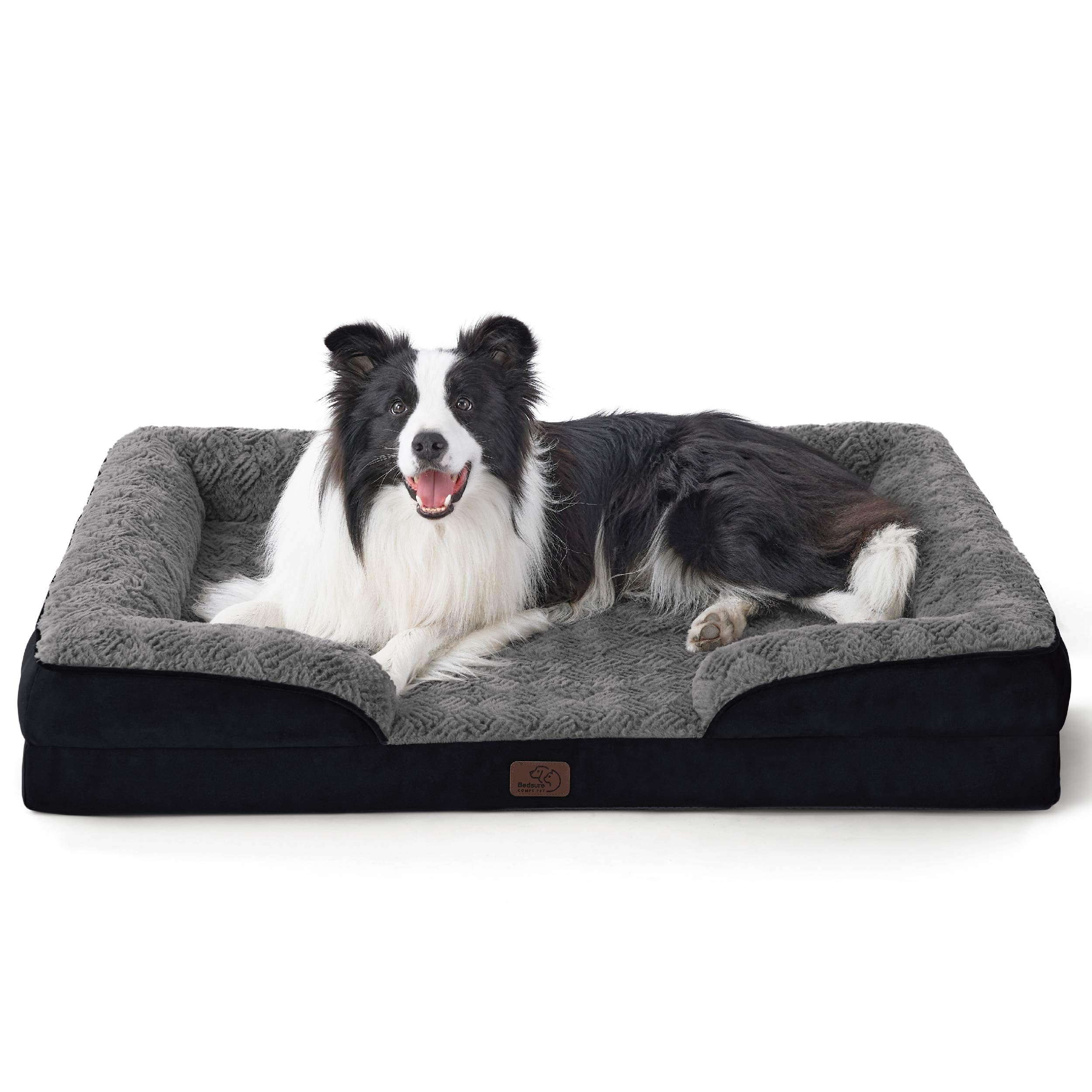 Bedsure Orthopedic Dog Bed - Washable Bolster Dog Cat Sofa Beds, Supportive Foam Pet Couch Bed with Removable Washable Cover, Waterproof Lining and Nonskid Bottom