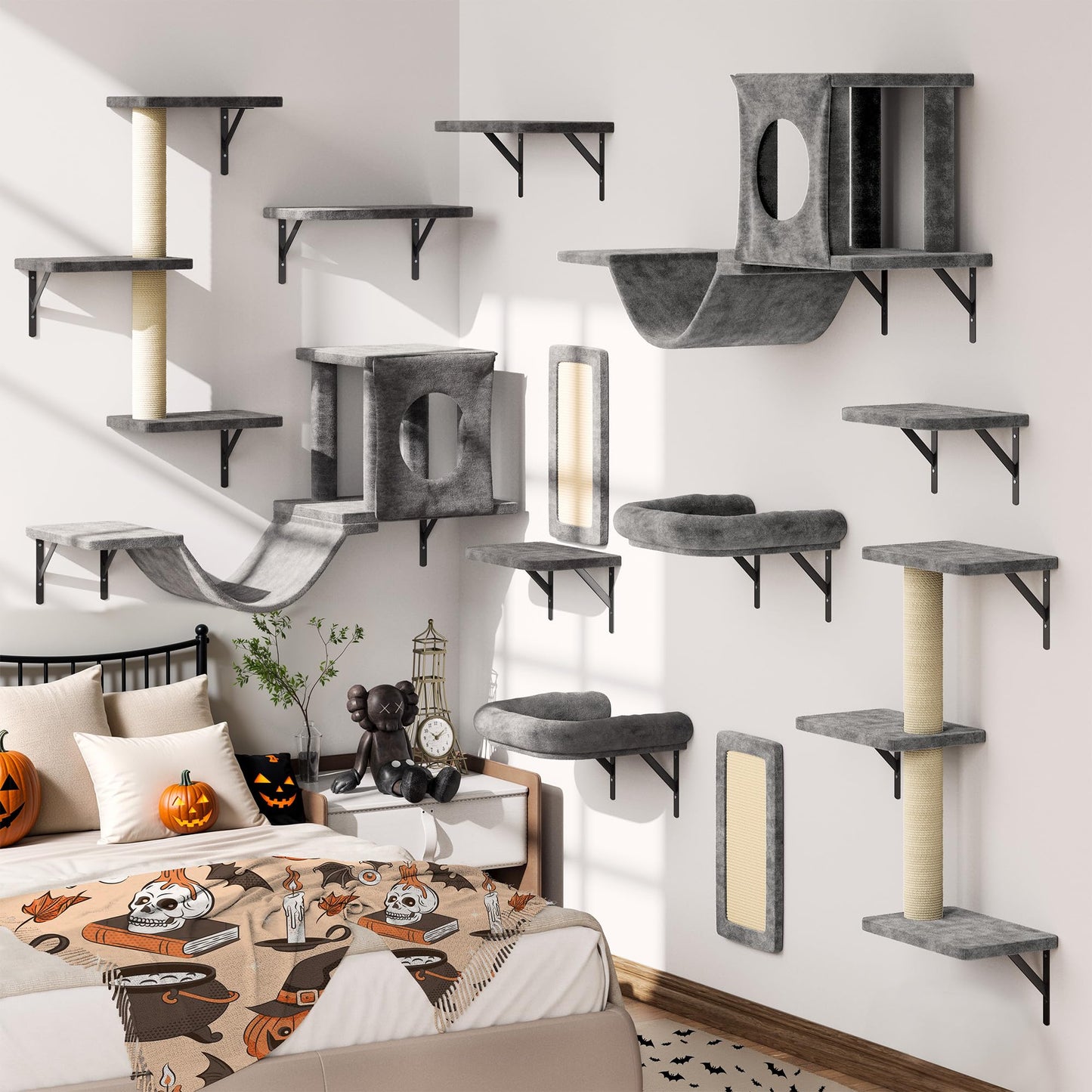 Wall Mounted Cat Shelves Furniture Set Climbing Perches