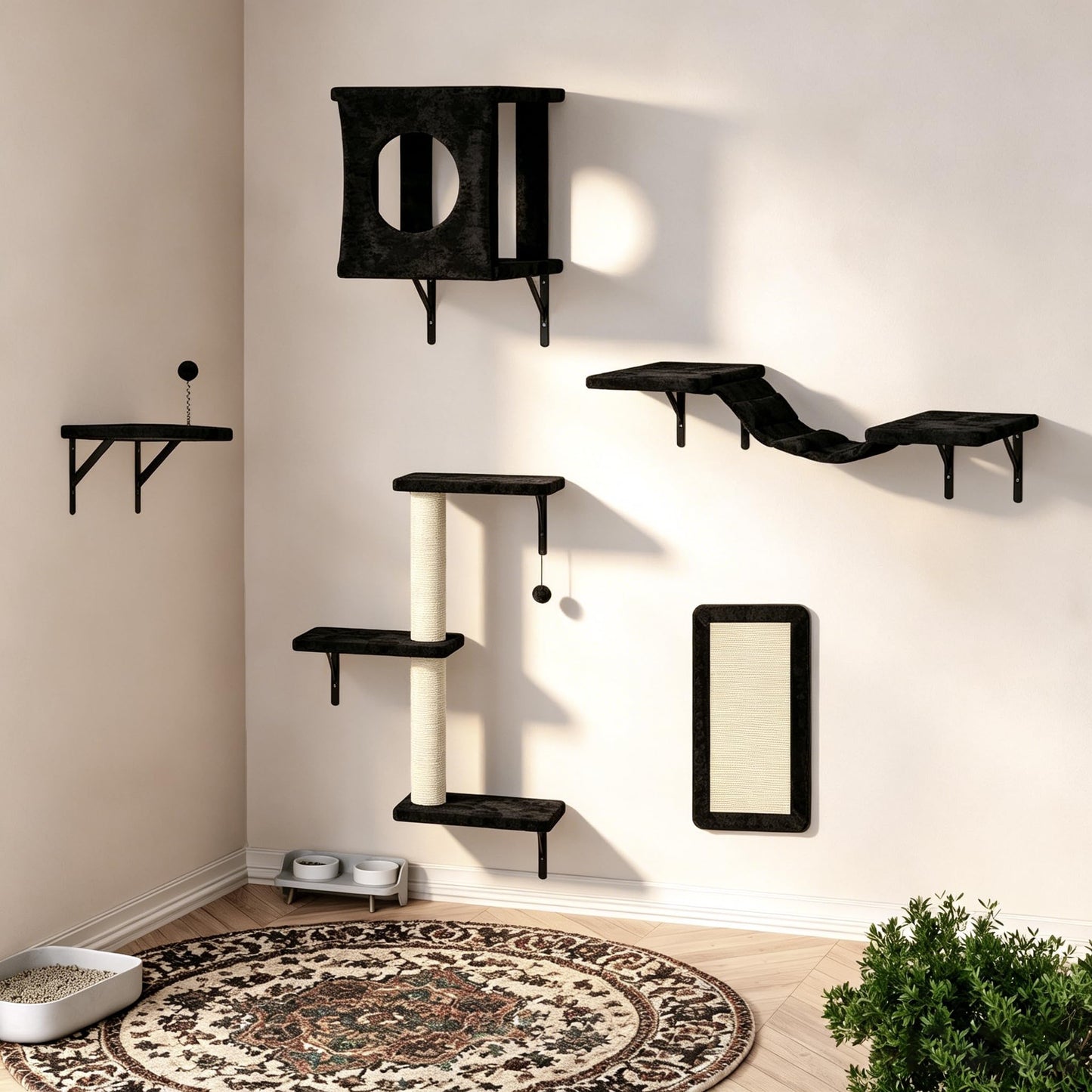 Wall Mounted Cat Shelves Furniture Set Climbing Perches
