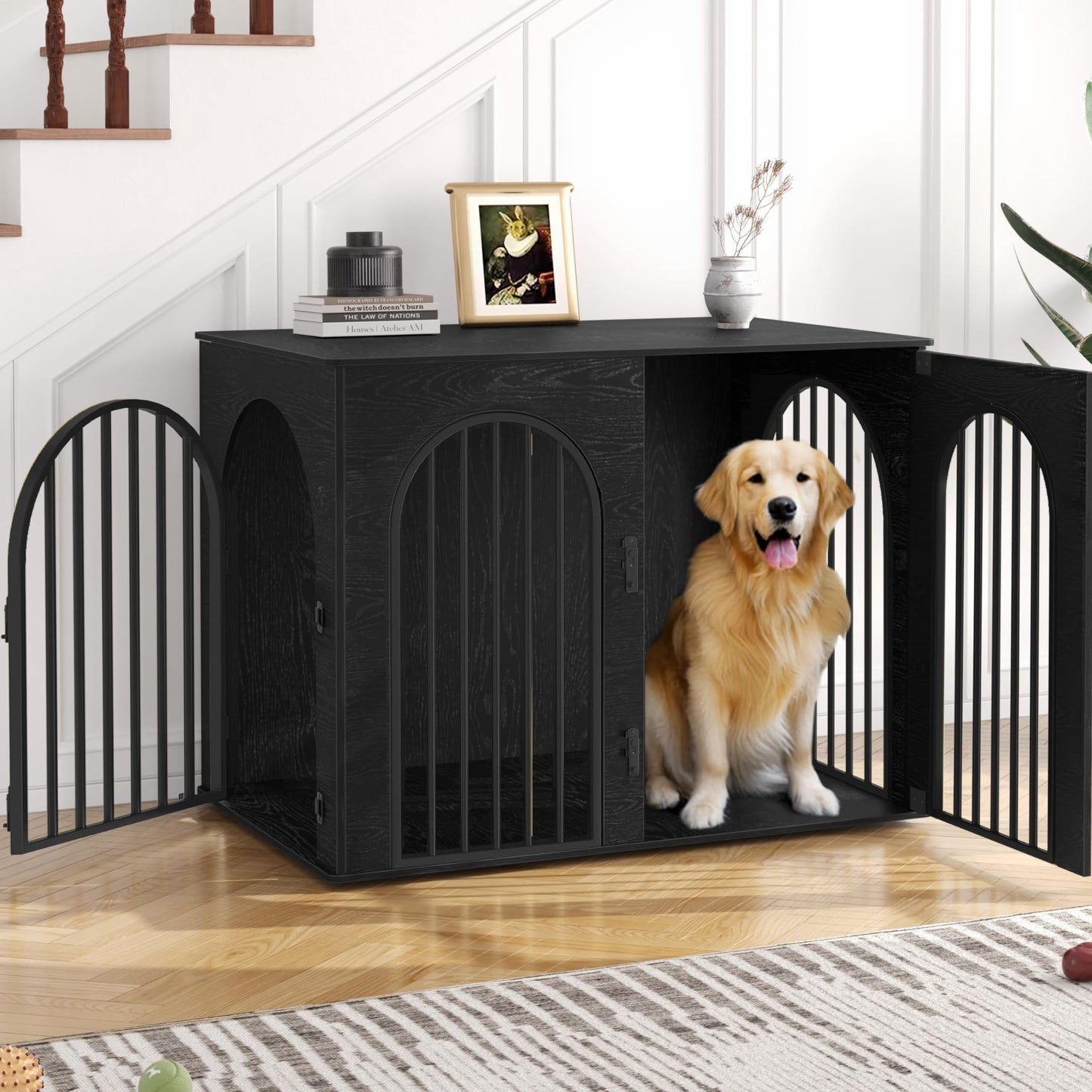 Wooden Dog Crate Furniture Indoor Kennel End Table TV Stand