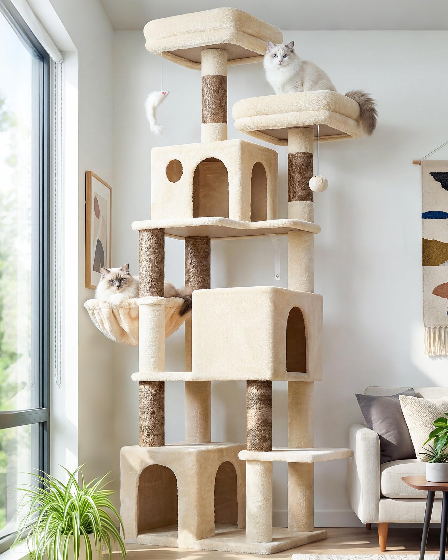 70 Inch Cat Tree Tower Scratching Post Hammock Condo