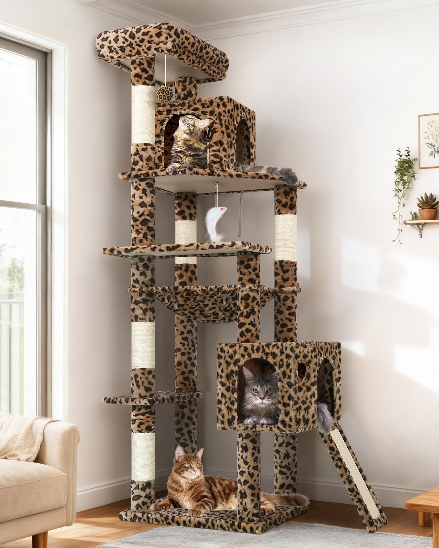 Heavy Duty Cat Tree Tower 70 Inch Scratching Post Hammock Condo