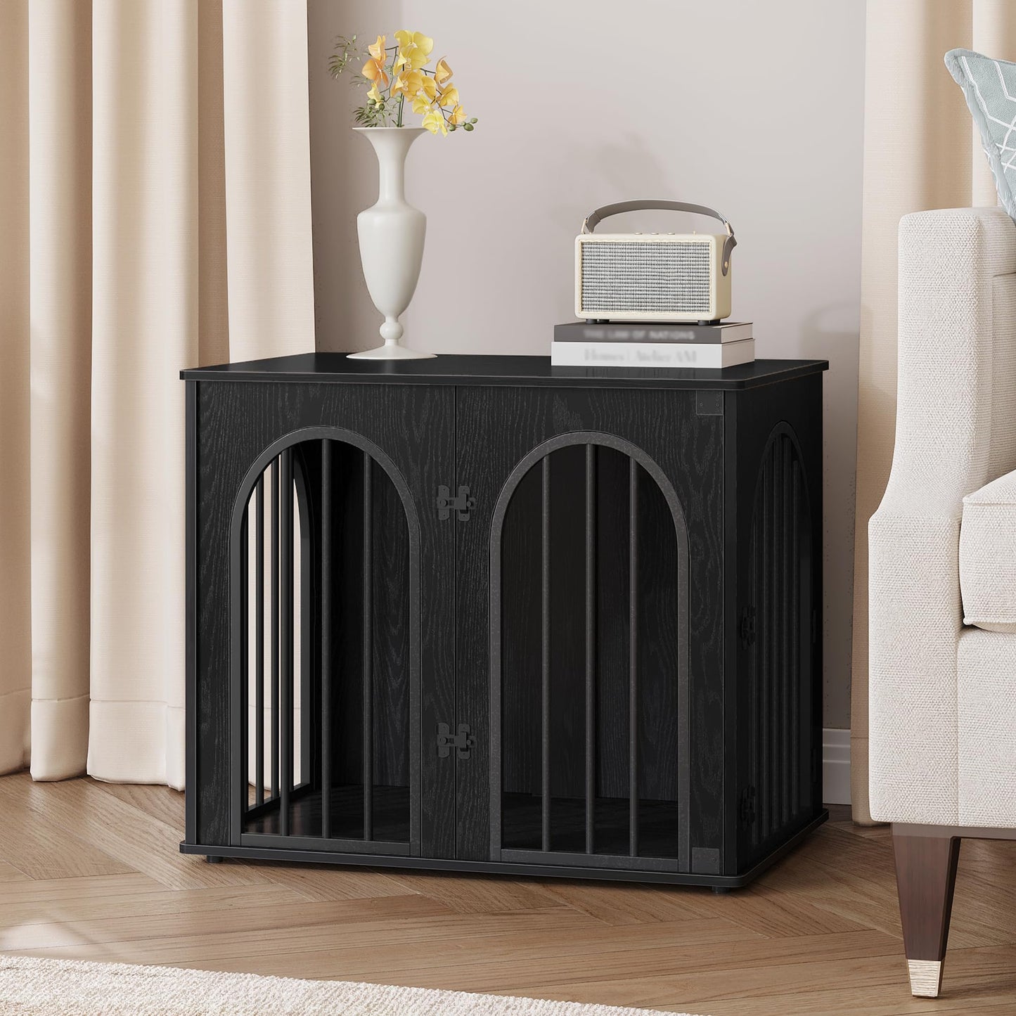 Wooden Dog Crate Furniture Indoor Kennel End Table TV Stand