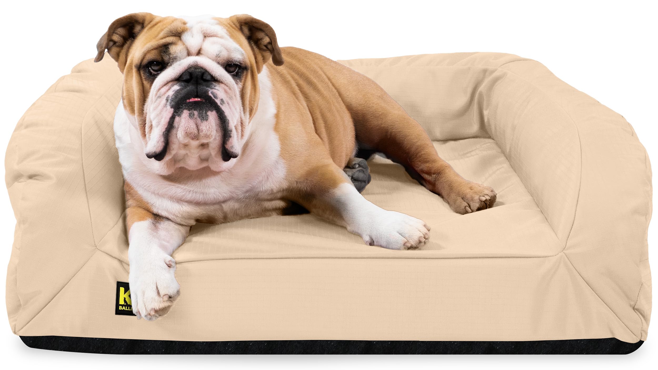 K9 Ballistics Tough Orthopedic Bolster Dog Bed - Washable, Durable and Water Resistant Dog Bed - Made for Small, Medium, Large, XL, XXL Dogs, Colors: Black, Red, Green, Tan, Blue, Lattice..